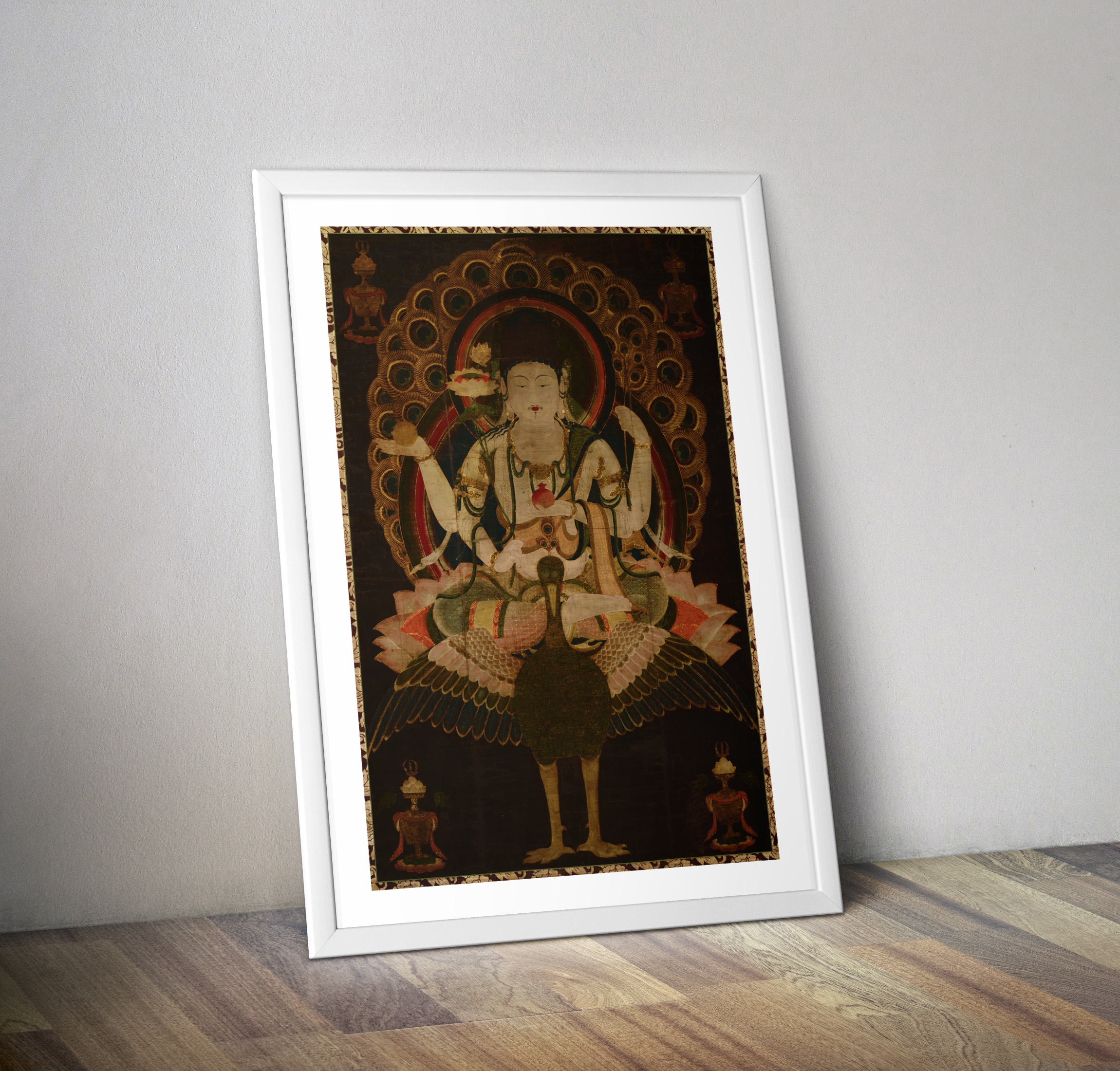 Affiche d'estampe Japonaises Ukiyo-e Kujaku Myoo Roi Mahamayur la sagesse