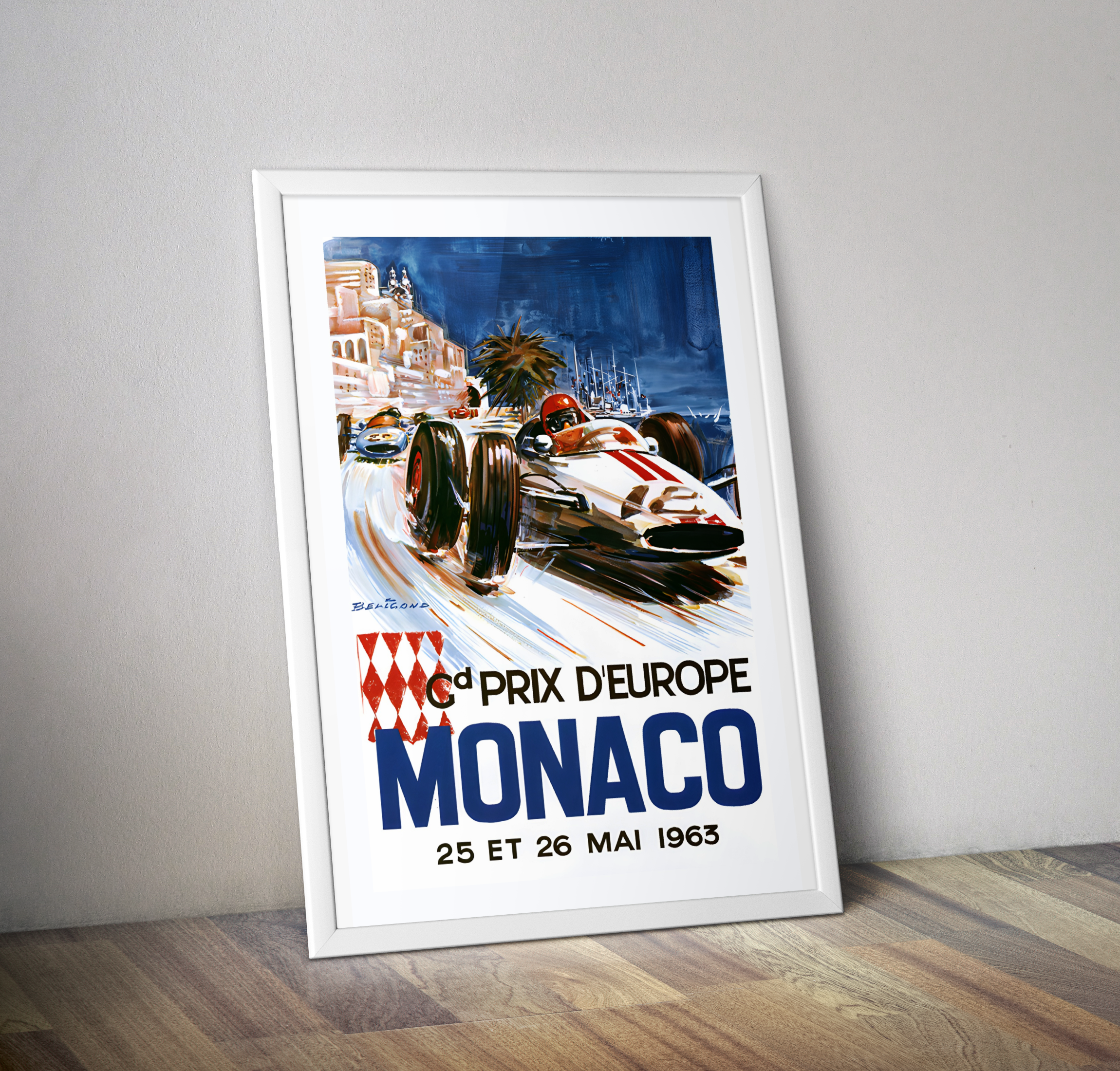 Affiche vintage grand prix de Monaco 1963