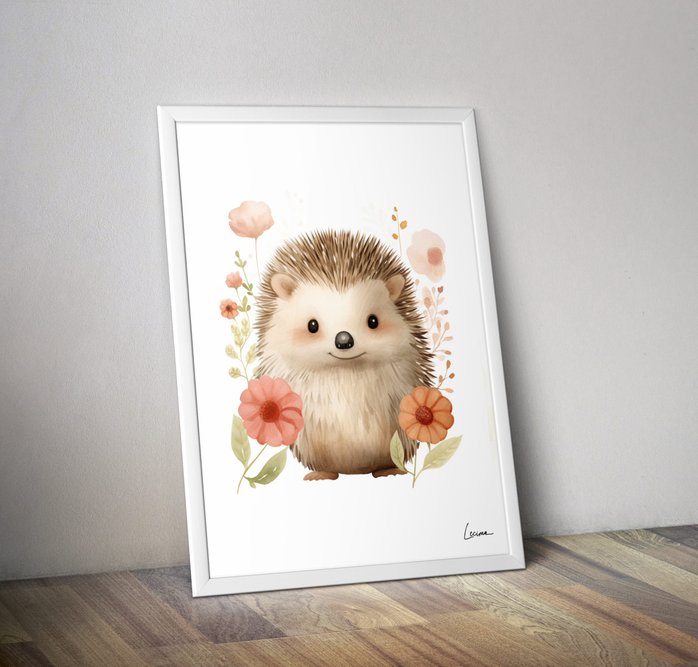 Affiche hérisson décoration chambre enfant - Poster animaux