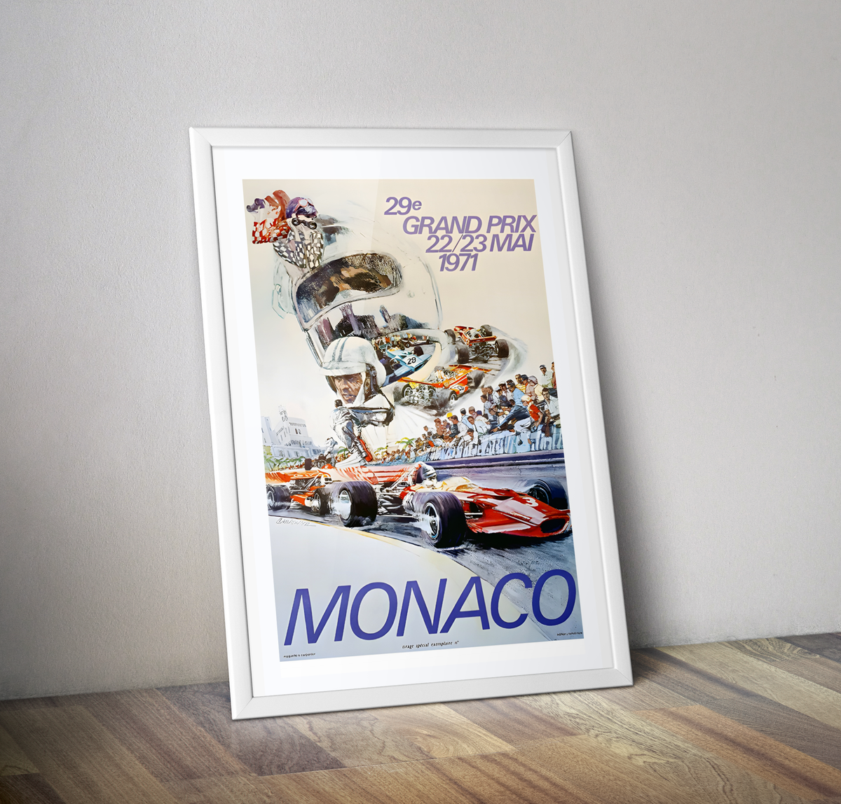 Affiche Grand prix Monaco 1971 - Poster vintage course auto