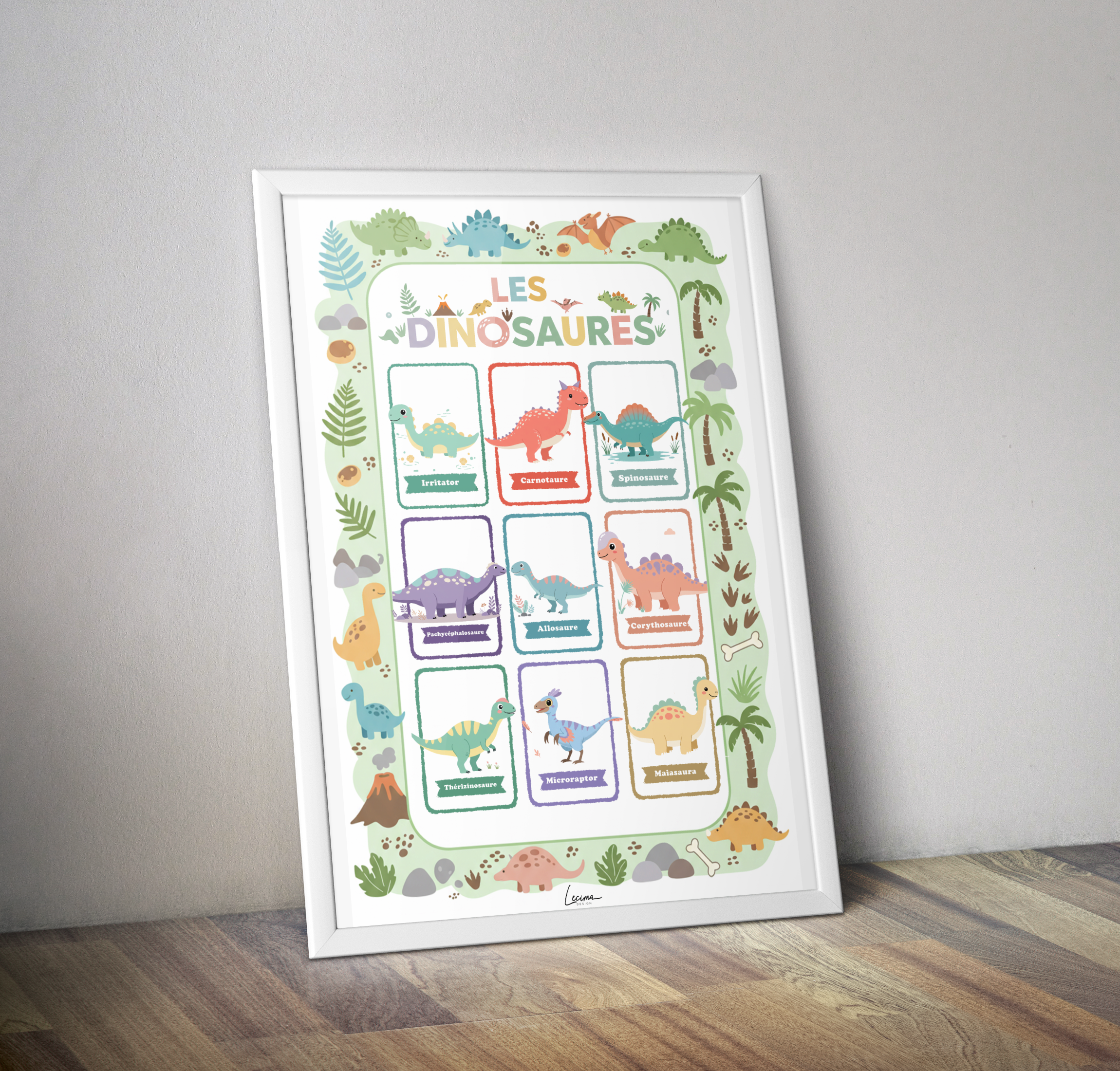 Affiche pédagogique " Les dinosaures"décoration chambre enfant