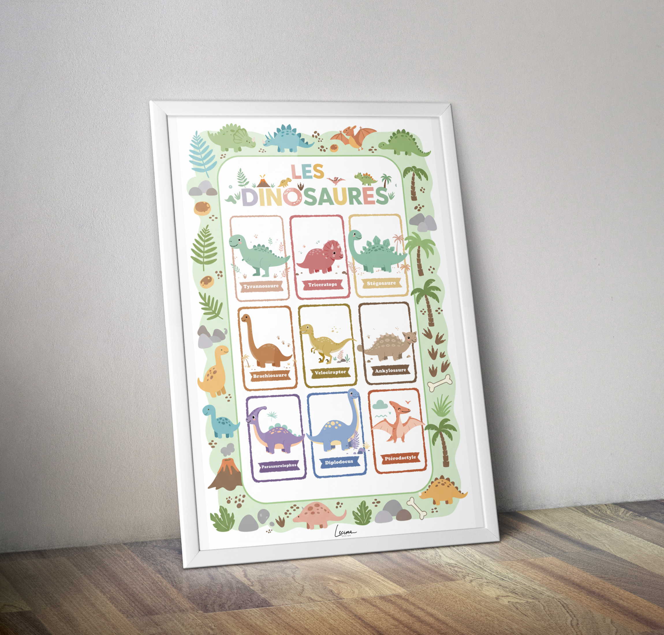 Affiche les dinosaures poster pédagogique enfant - Décoration chambre