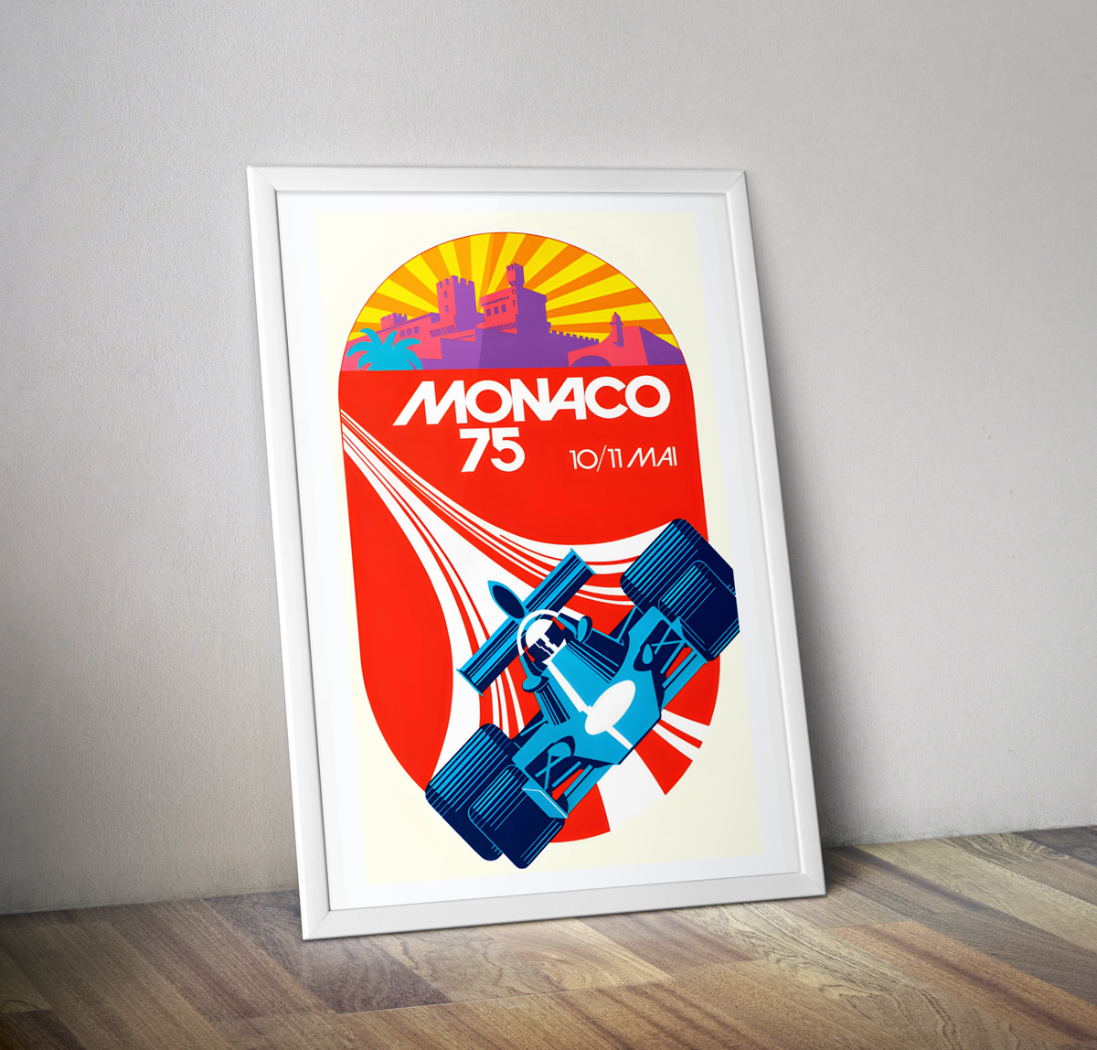 Affiche vintage Monaco 1975 - Poster vintage grand prix Monaco