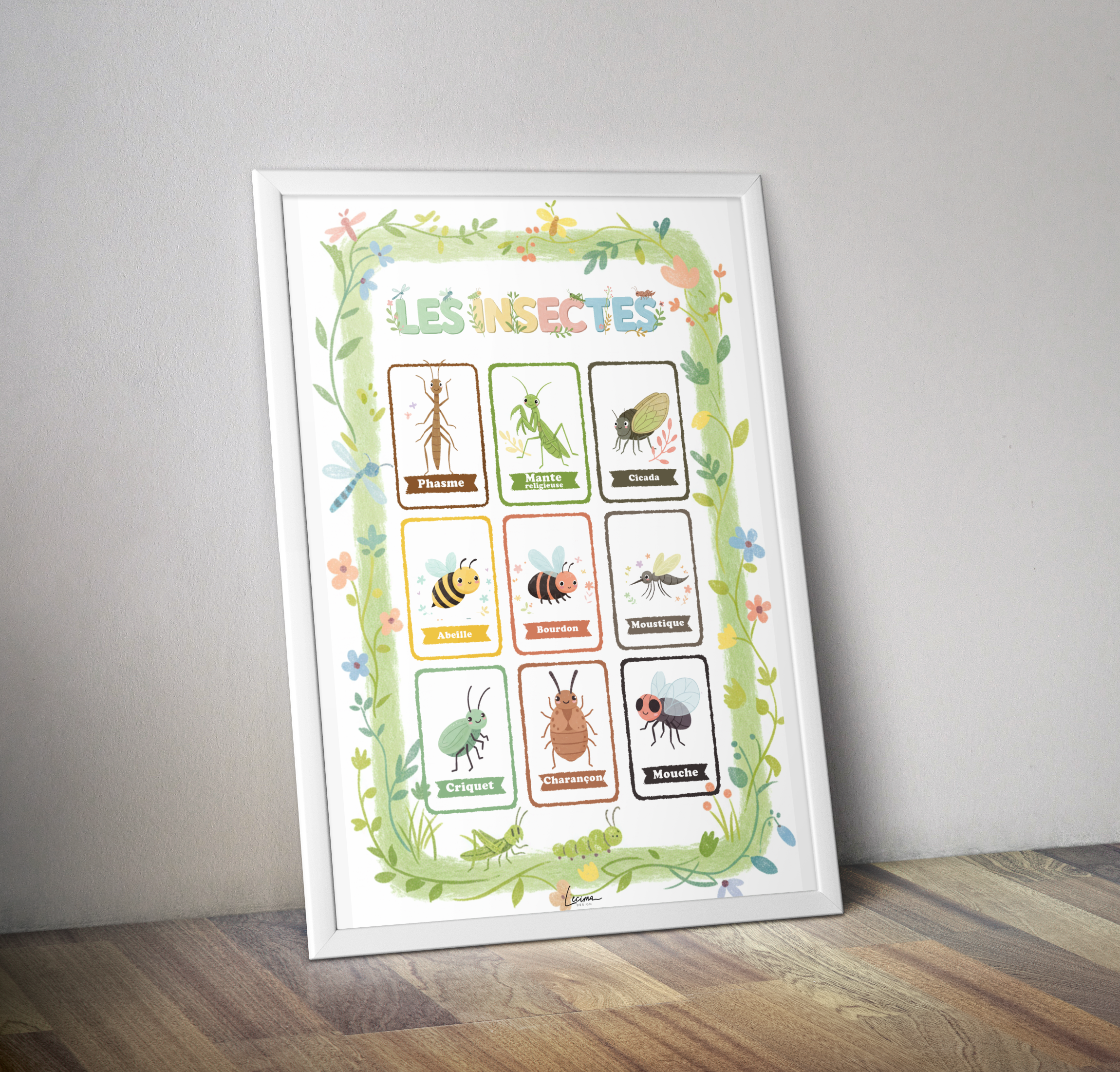 Affiche  pédagogique "les insectes" - Poster décoration chambre