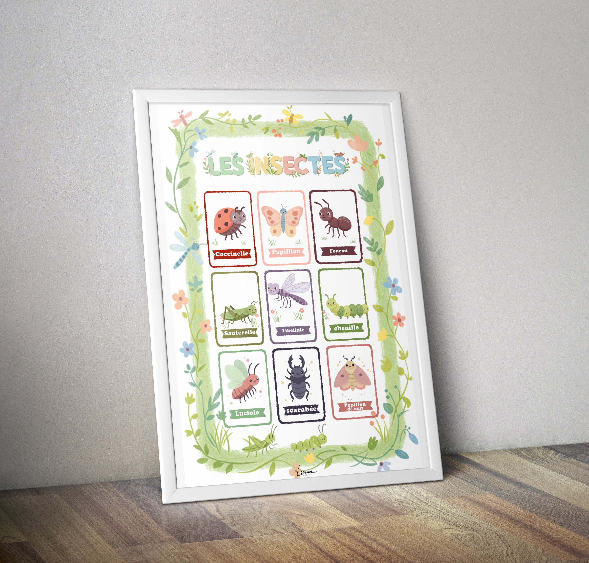 Affiche pédagogique enfant "les insectes" - Poster déco chambre