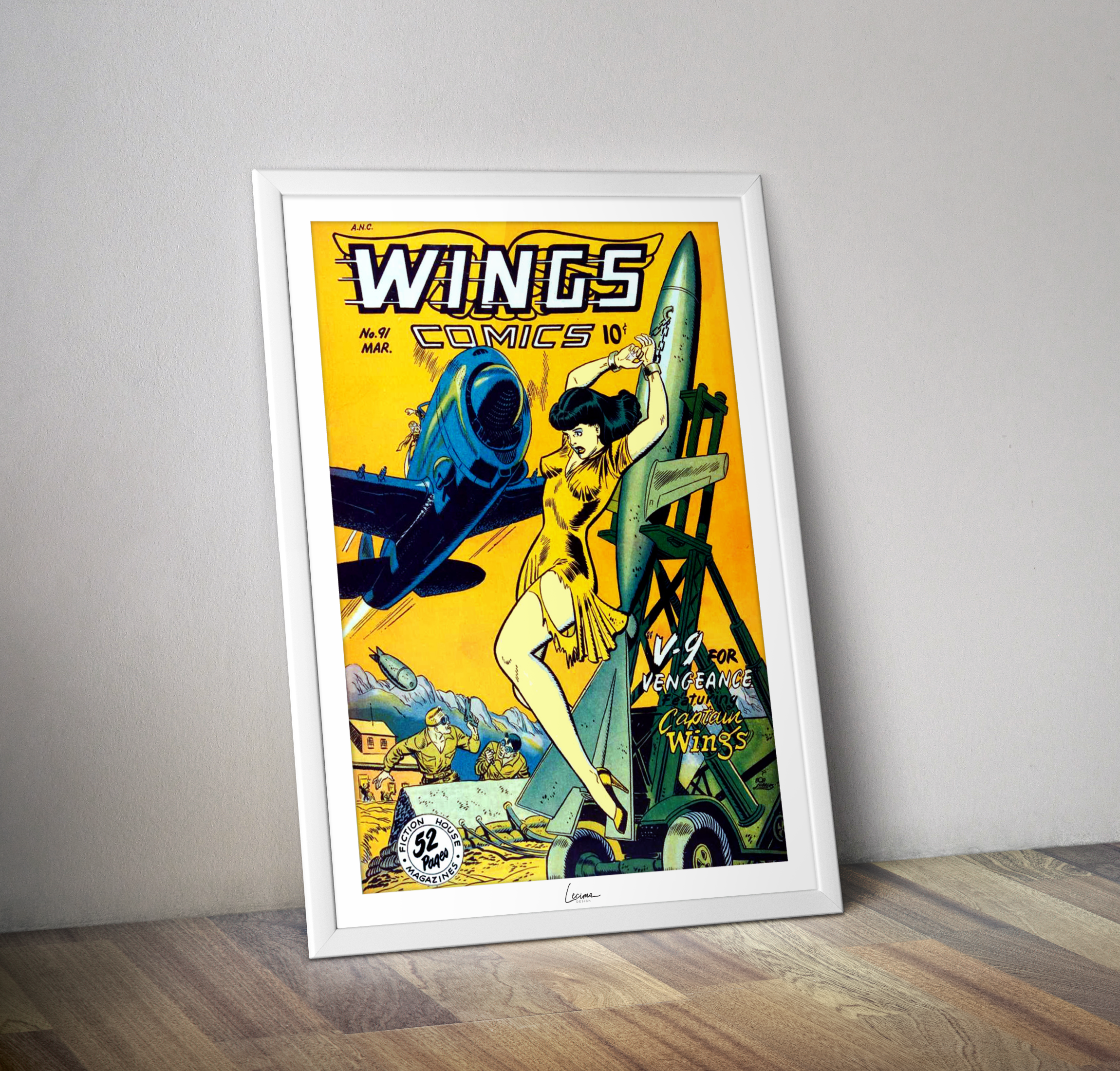 Poster couverture Wings Comics numero 91 - Affiche Comic Fiction House 1948
