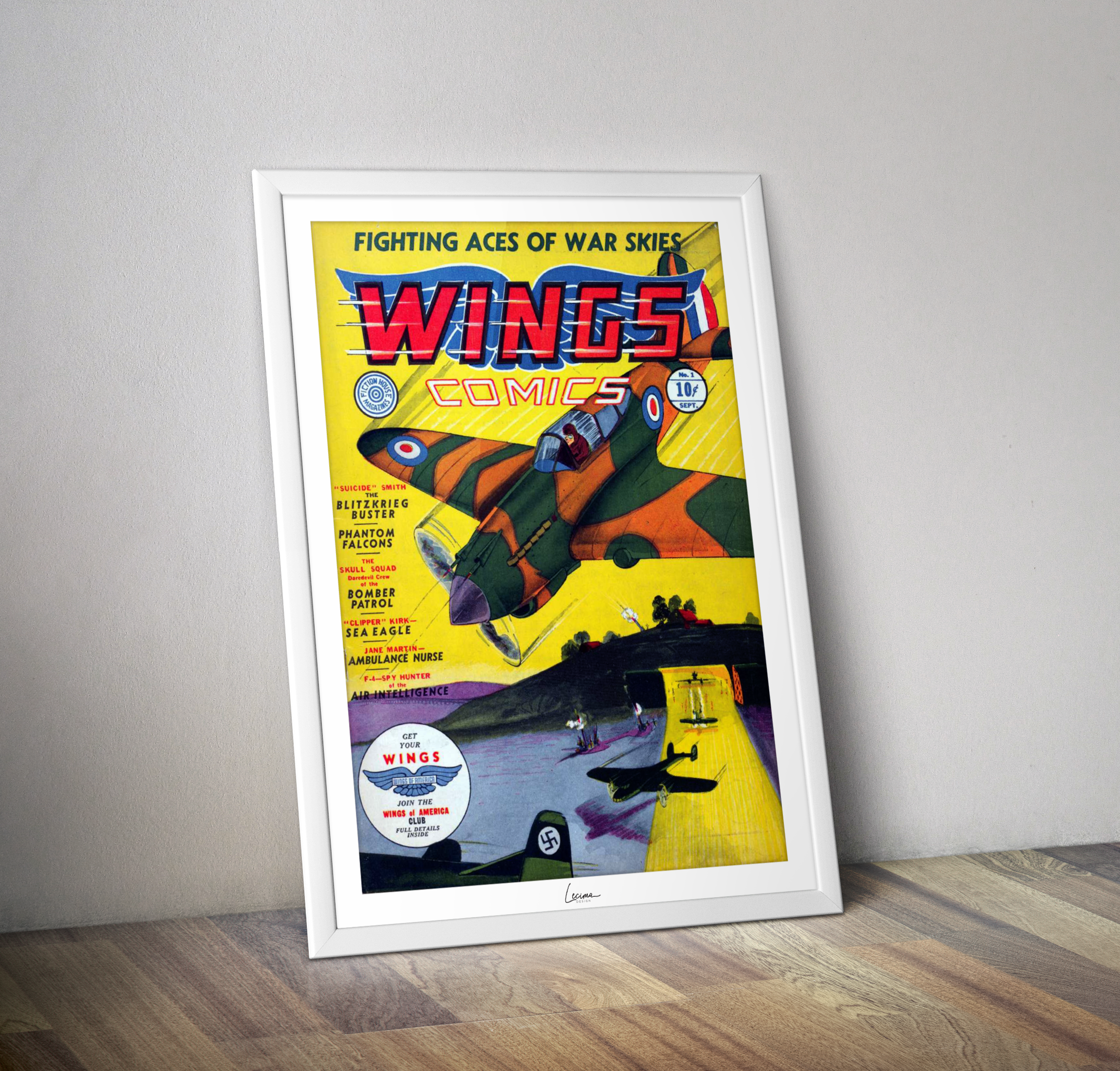 Affiche Wings Comics Publiée Fiction House - Poster comics 1941