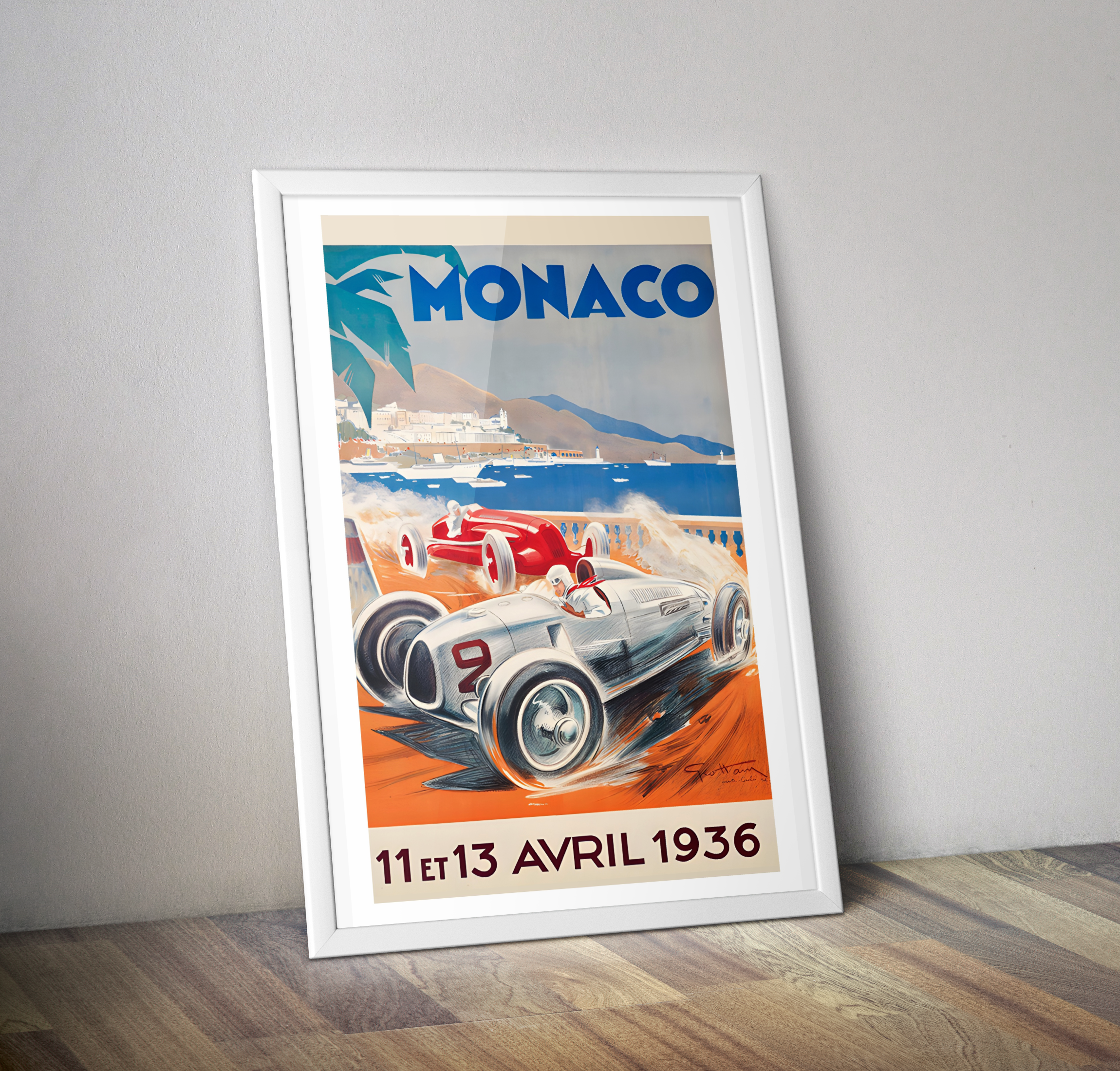 Affiche vintage Monaco 1936 - Poster grand prix de Monaco 1936