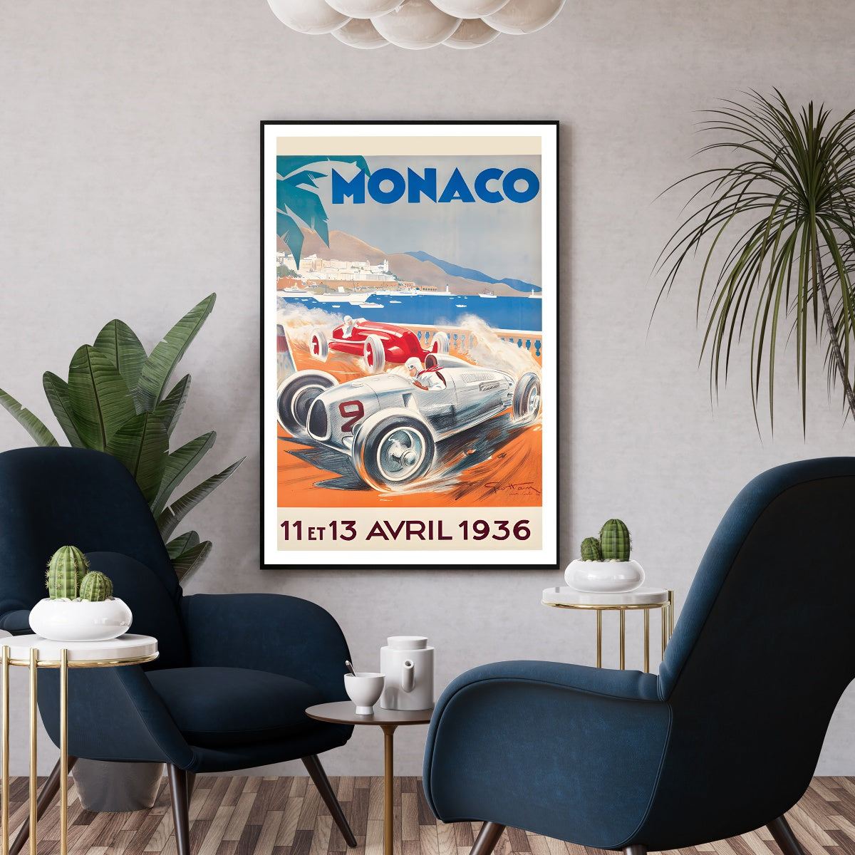 Affiche vintage Monaco 1936 - Poster grand prix de Monaco 1936