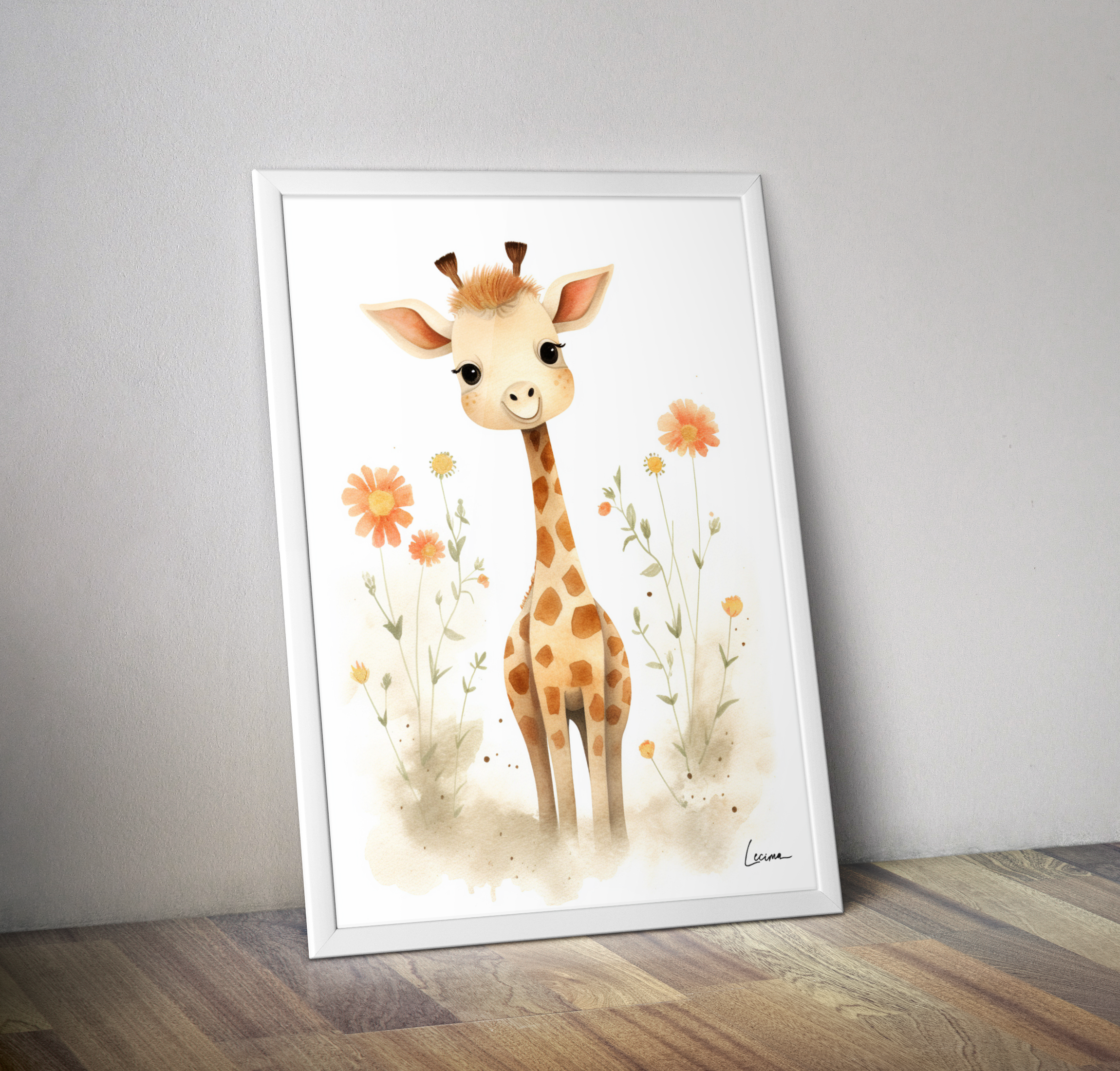 Affiche enfant girafe - Affiche décoration chambre bébé