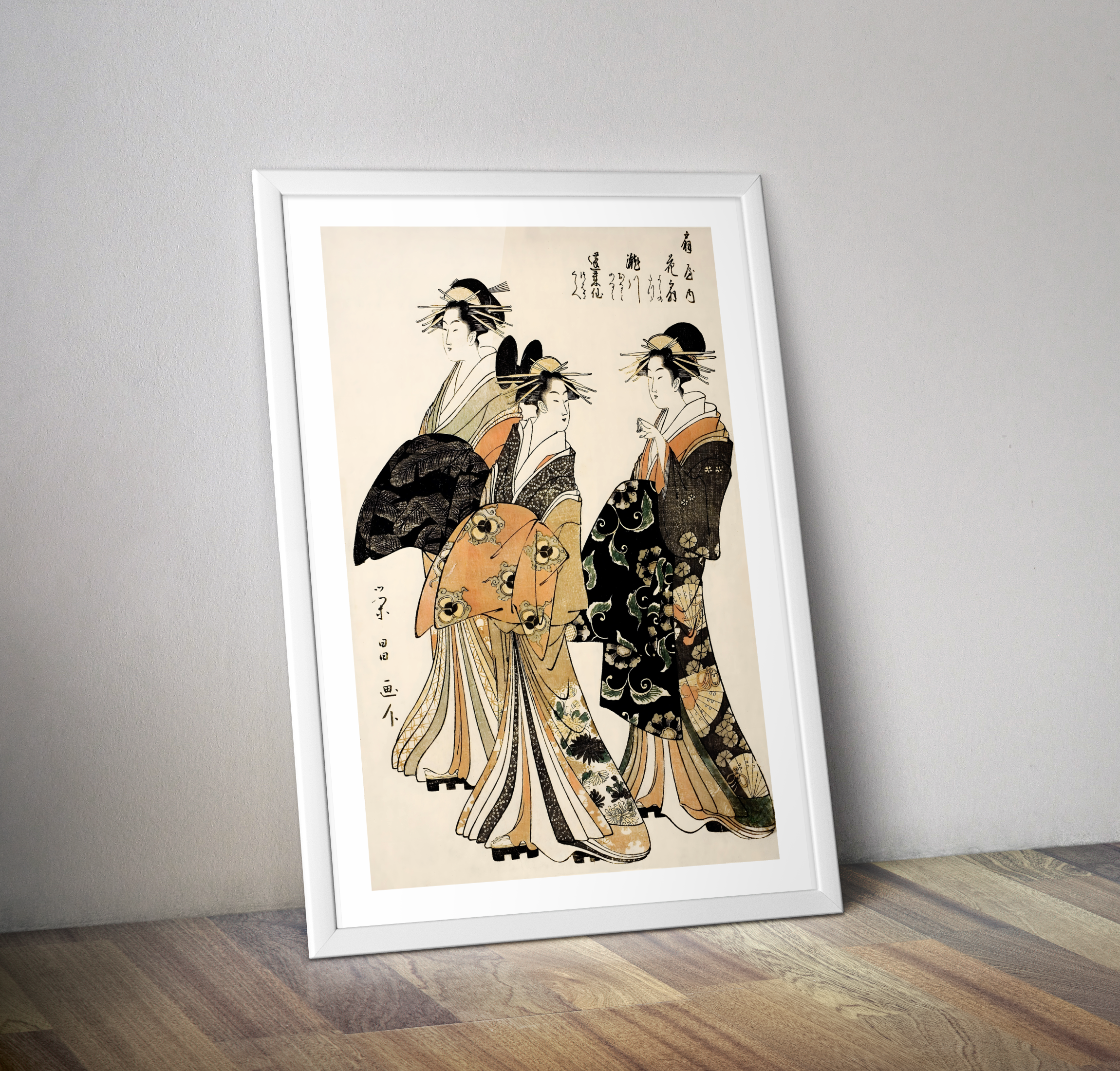 Estampe japonaise Courtesans of the Ôgiya - Affiche Chokosai Eisho