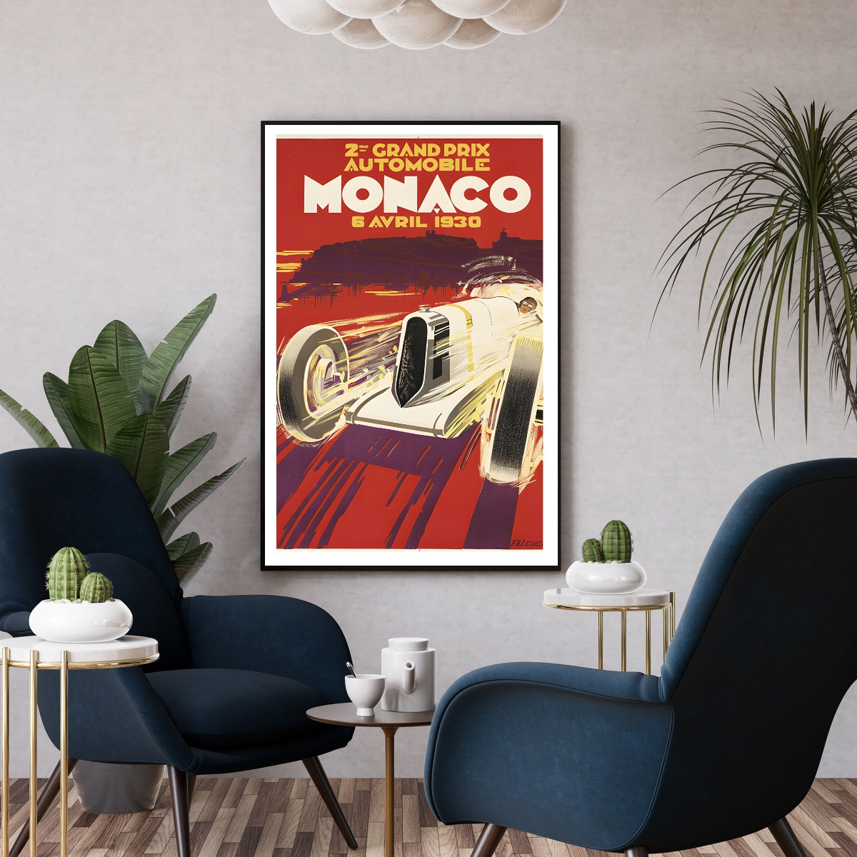 Affiche vintage grand prix de Monaco 1930 - Poster vintage course auto