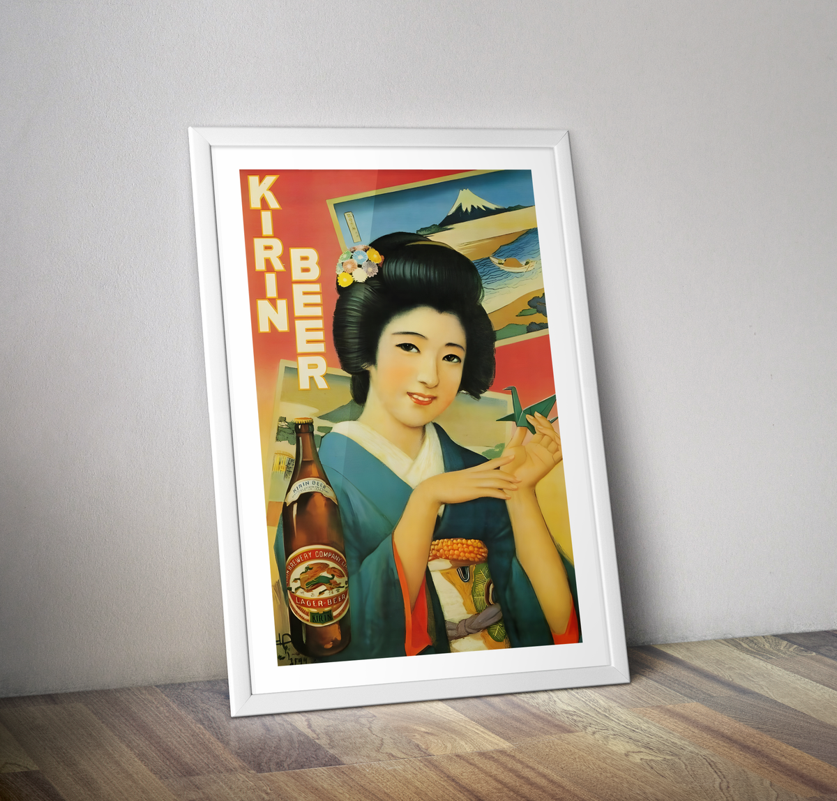 Affiche vintage publicité bière Kirin - Poster retro Japon