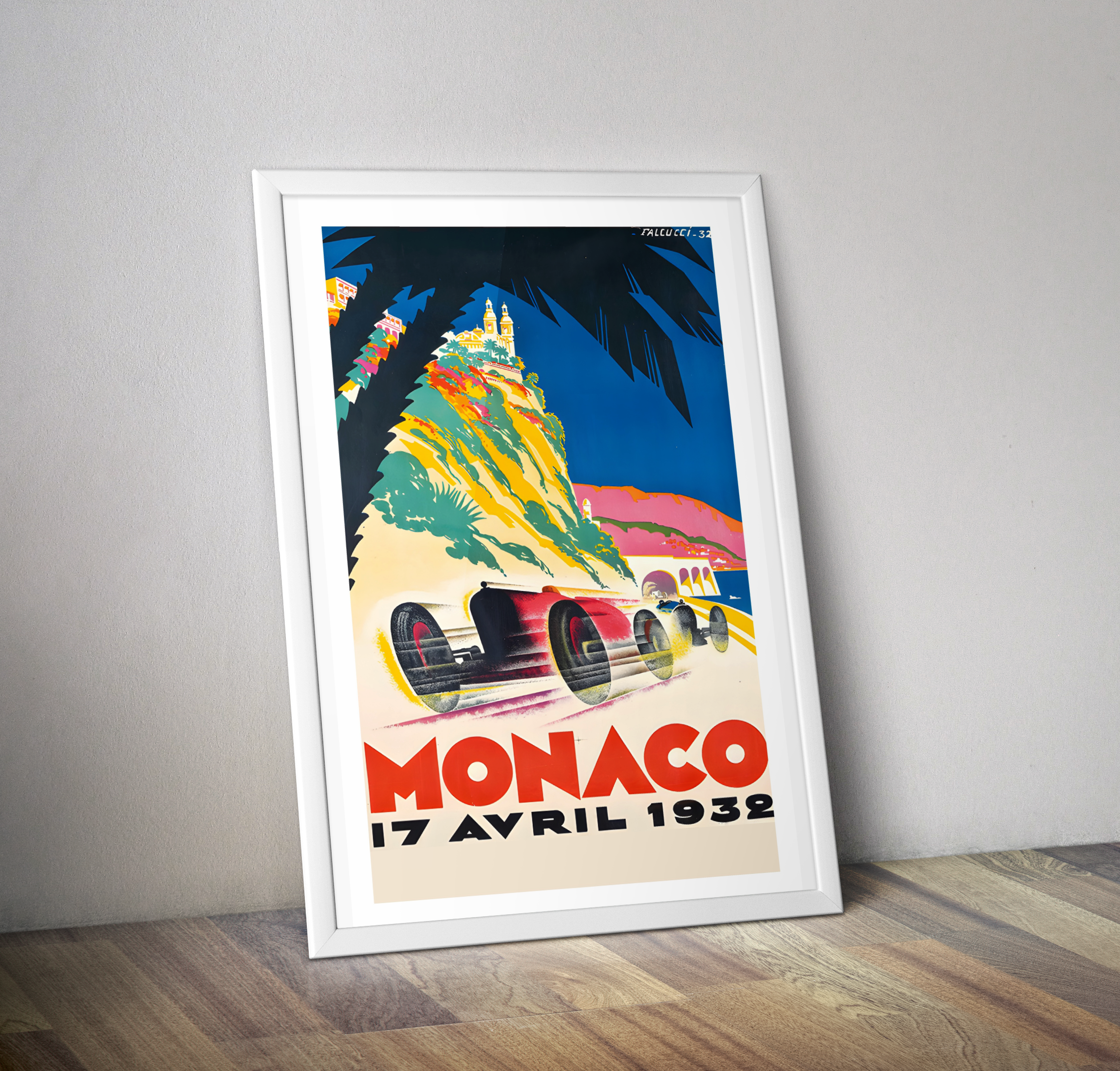 Affiche vintage grand prix Monaco 1932 - Poster course auto
