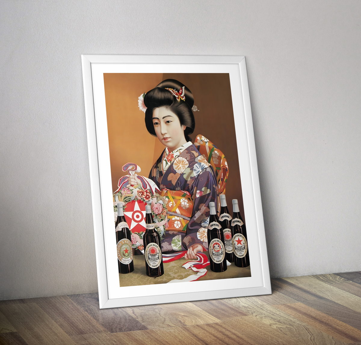 Affiche pub vintage bière Asahi - Poster retro bière japonaise