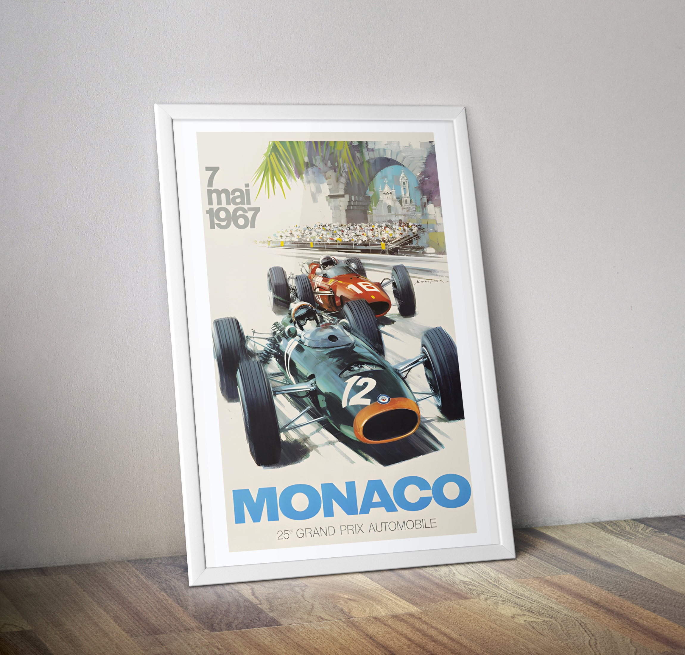 Affiche Monaco 1967 grand prix - Poster vintage course auto