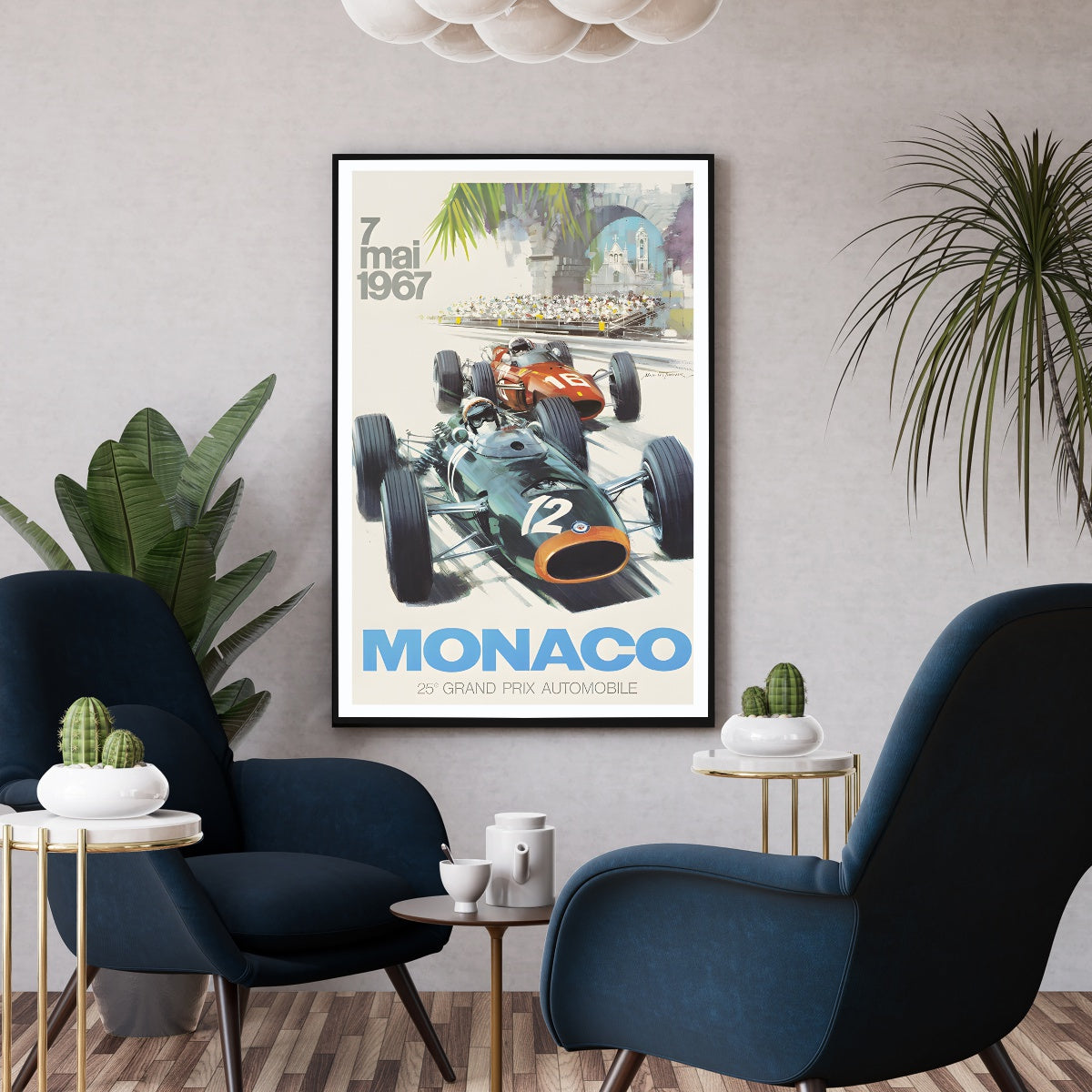 Affiche Monaco 1967 grand prix - Poster vintage course auto