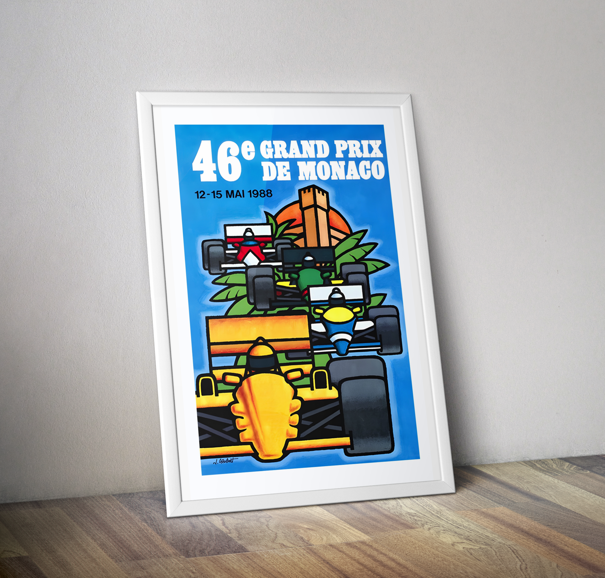 Affiche 46 e grand prix de Monaco 1988 - Poster vintage course auto