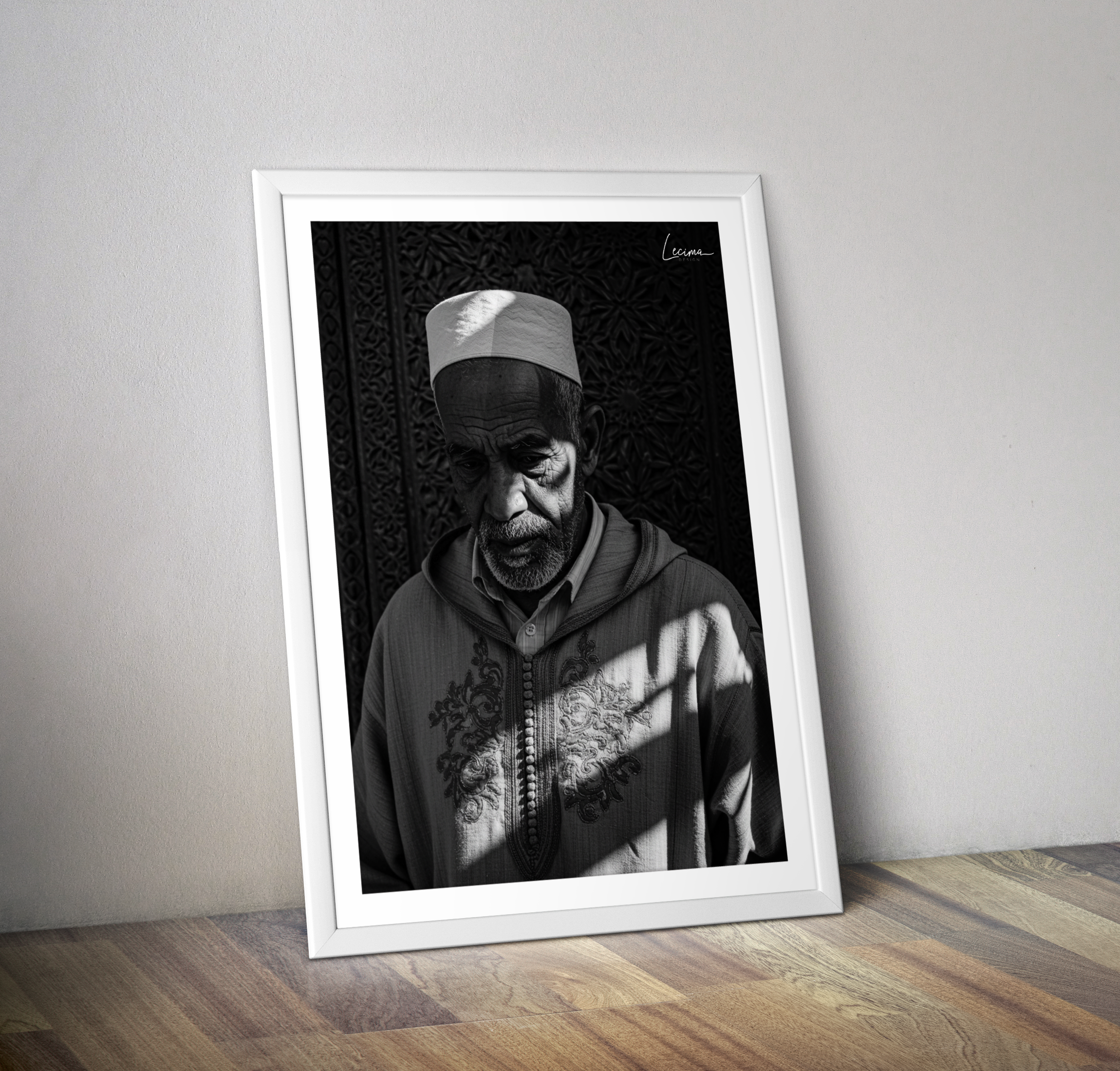 Affiche Maroc homme et lumière - Poster orientaliste noir et blanc