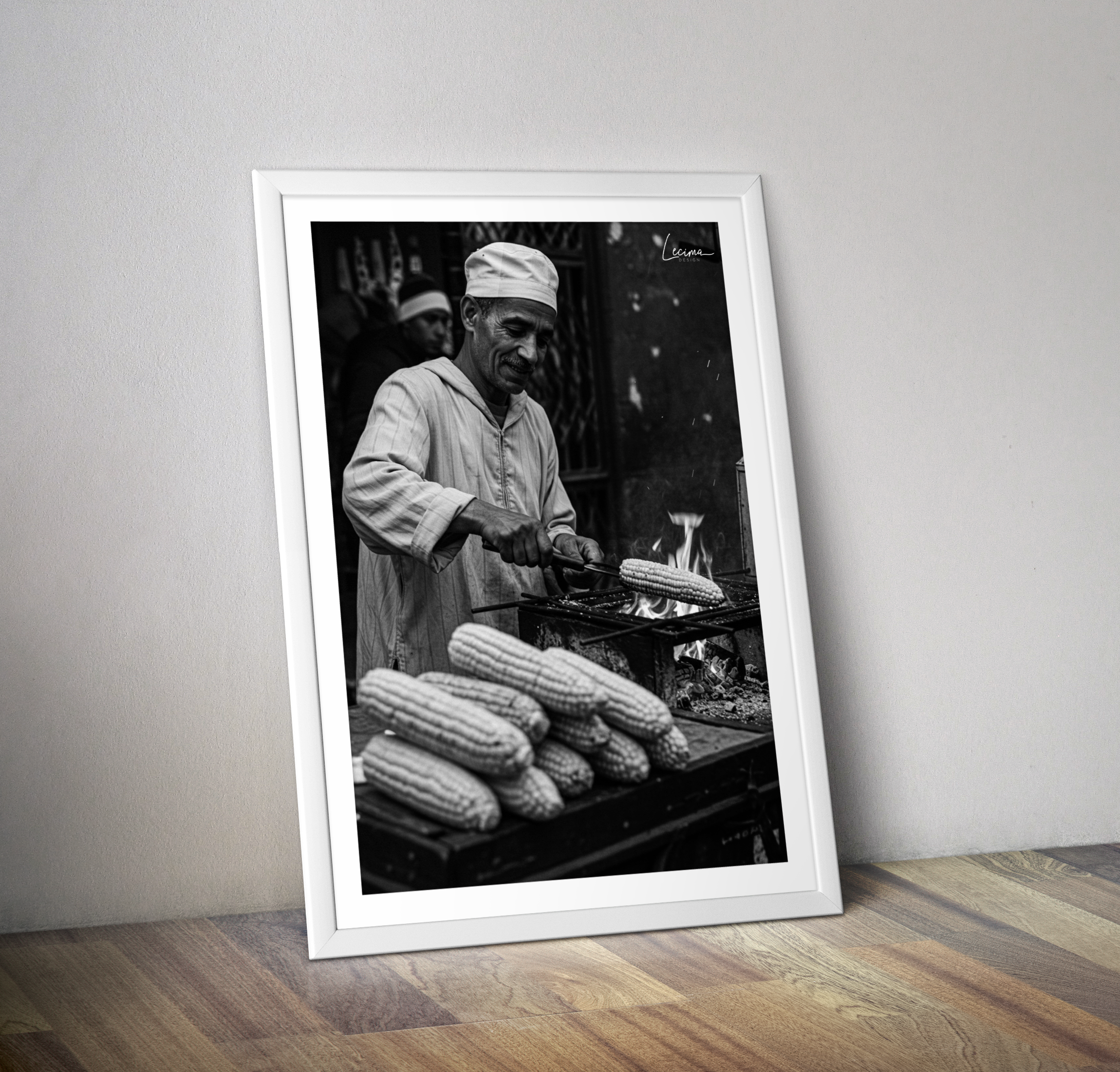 Affiche cuisson du maïs - Poster orientaliste souk