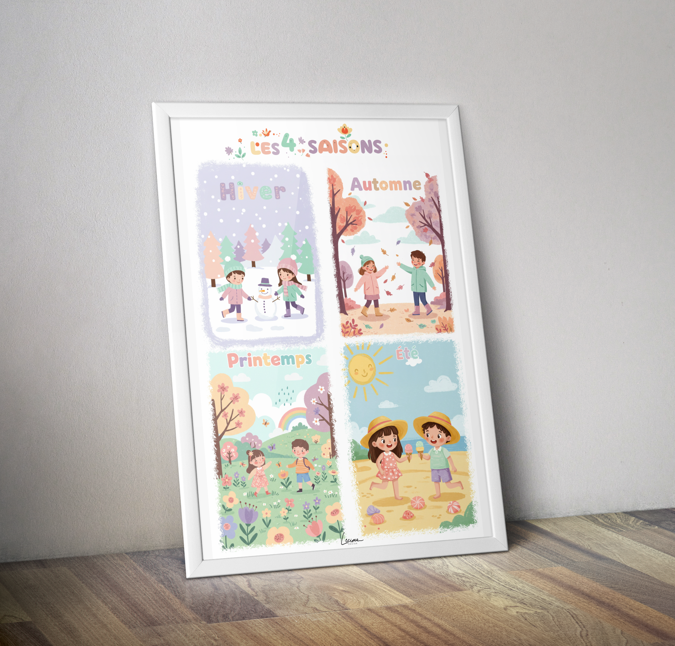 Affiche enfant 4 saisons - Affiche décoration chambre
