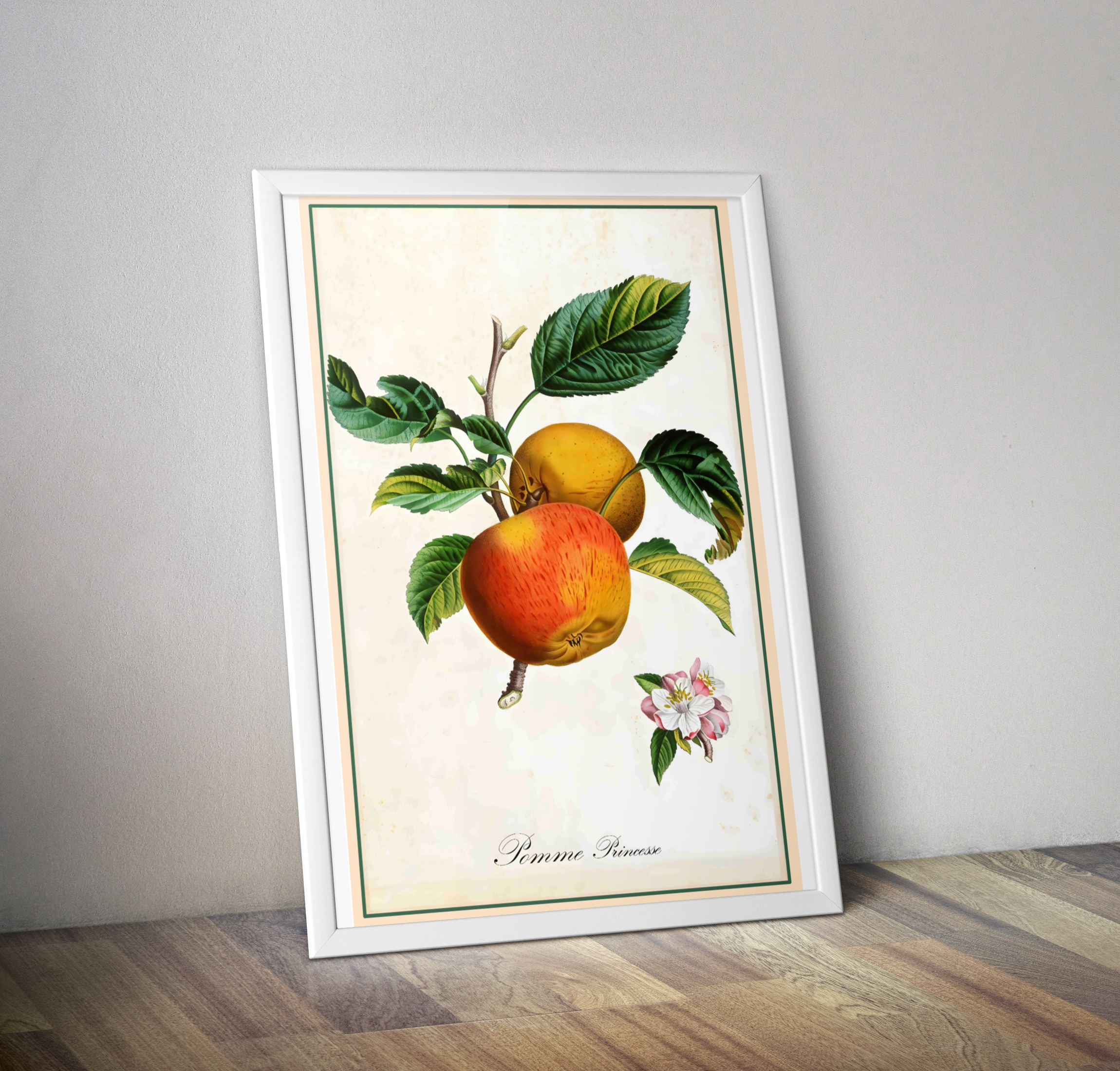 Affiche vintage pommes princesse - Poster décoration cuisine