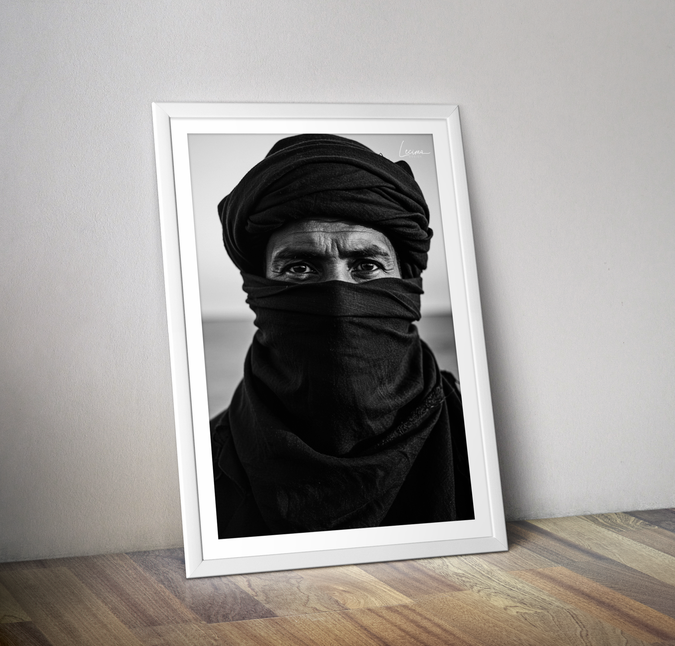 Affiche bédouin Maroc - Poster orientaliste Maroc noir et blanc