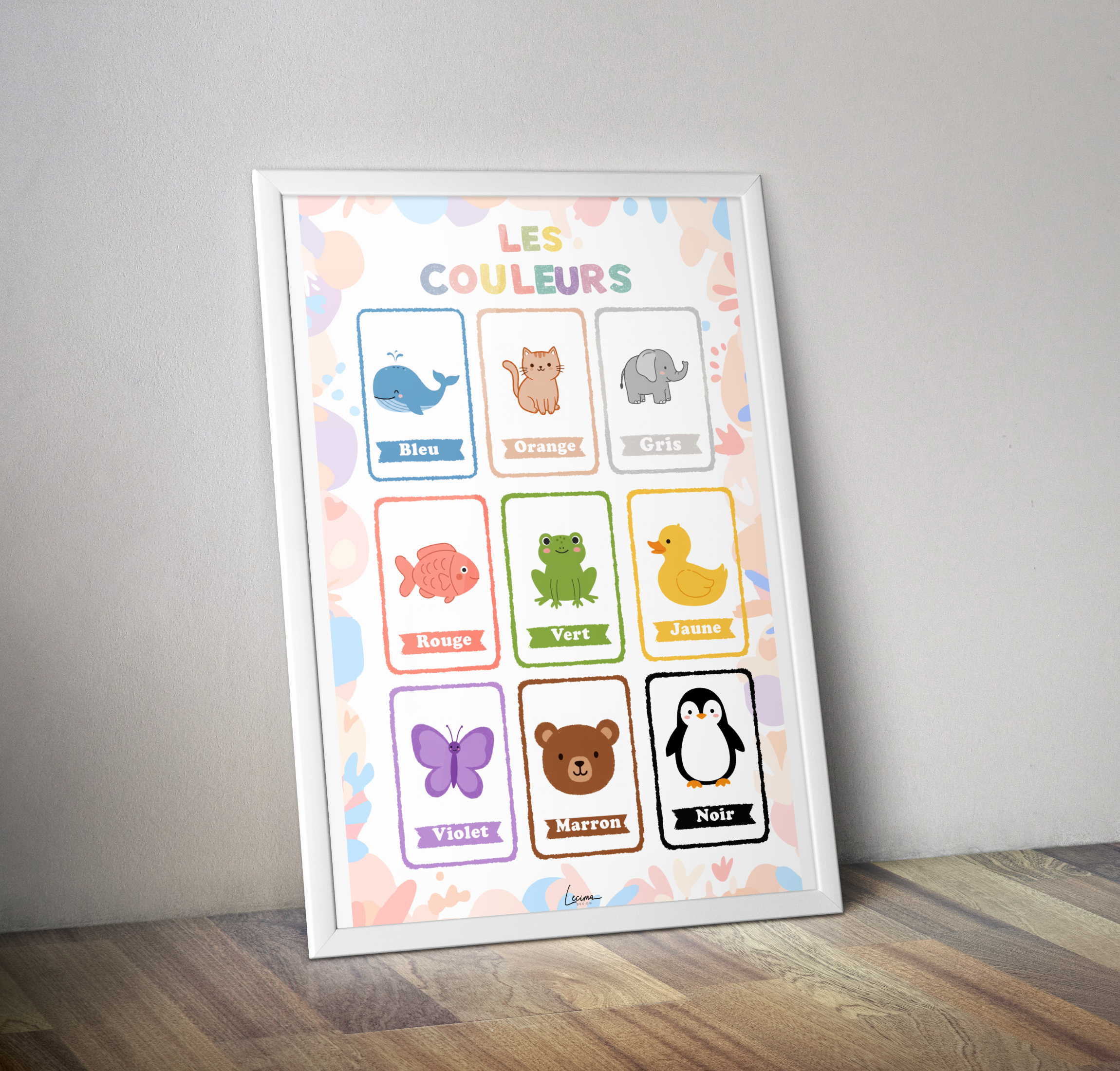 Affiche enfant les couleurs - Affiche pédagogique couleur chambre enfant