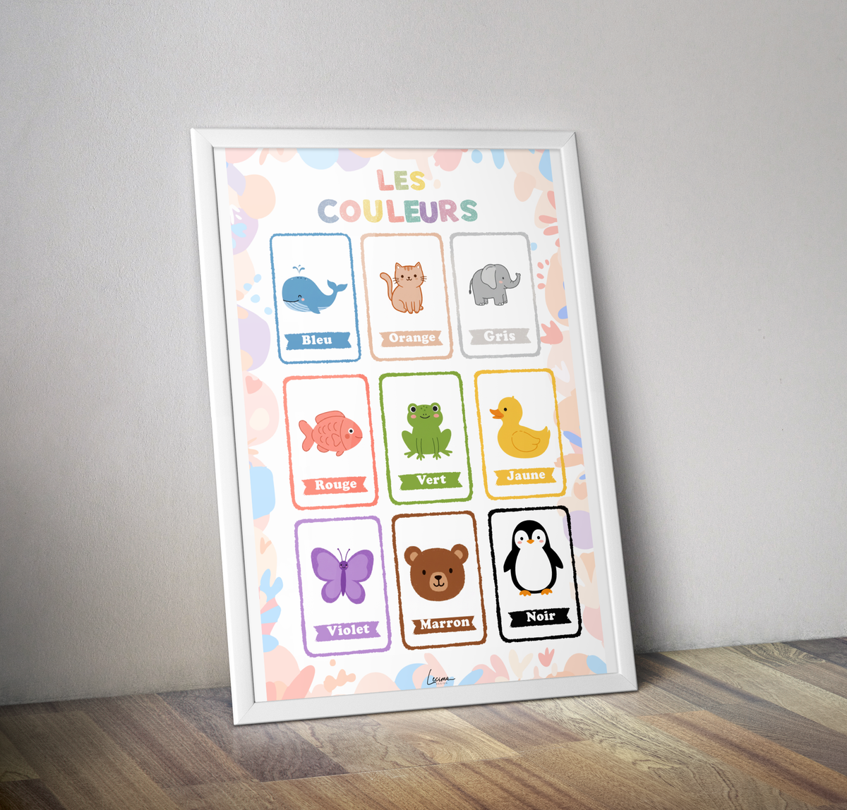 Affiche enfant les couleurs - Affiche pédagogique couleur chambre enfant
