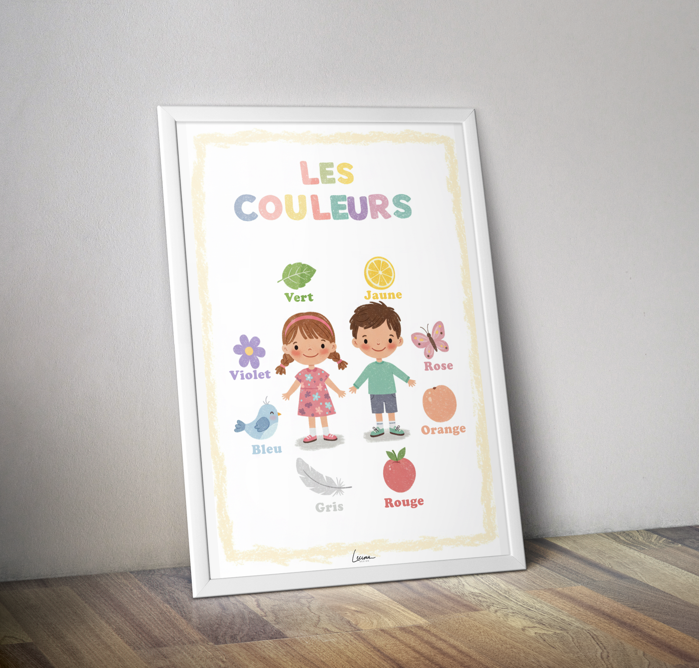 Affiche pédagogique Les couleurs - Poster décoration chambre