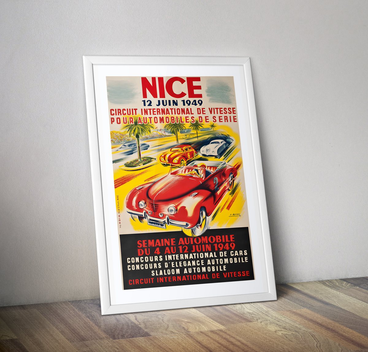 Affiche vintage prix de vitesse de Nice 1949 - Poster vintage auto
