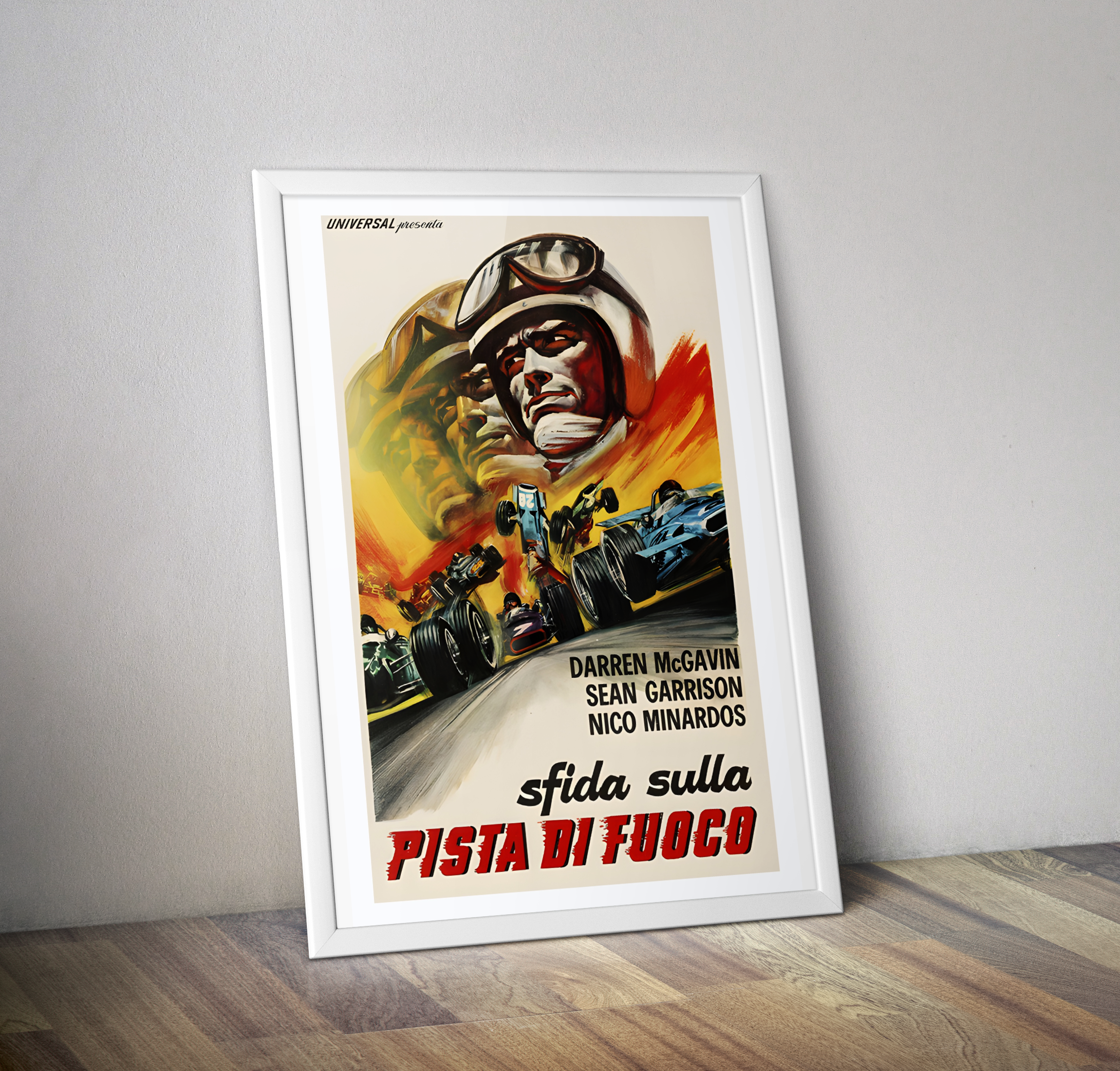 Affiche vintage film Pista di fuoco - Poster vintage film auromobile