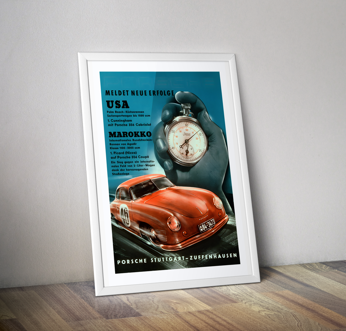 Affiche vintage Porsche Stuttgart - Poster vintage publictaire