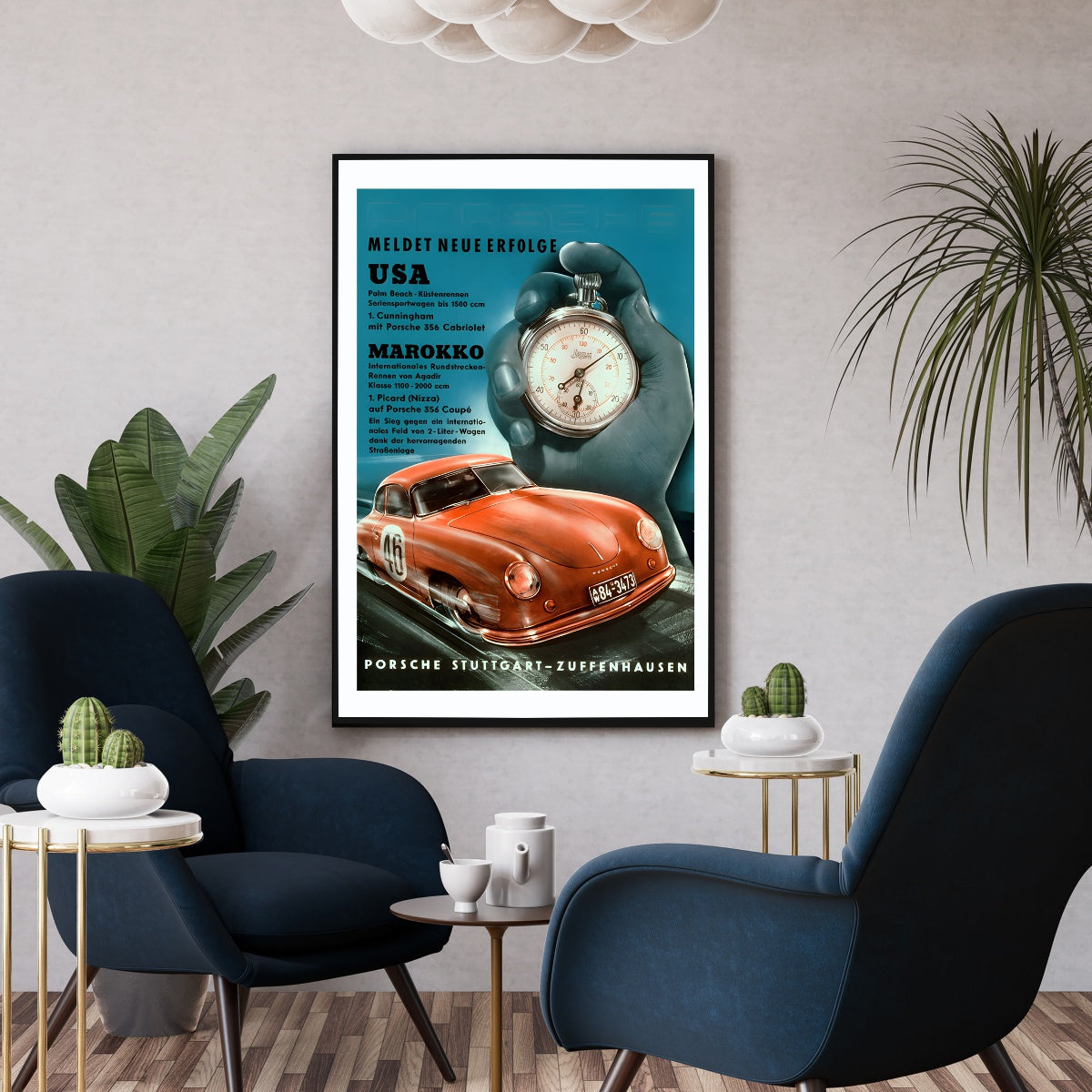 Affiche vintage Porsche Stuttgart - Poster vintage publictaire