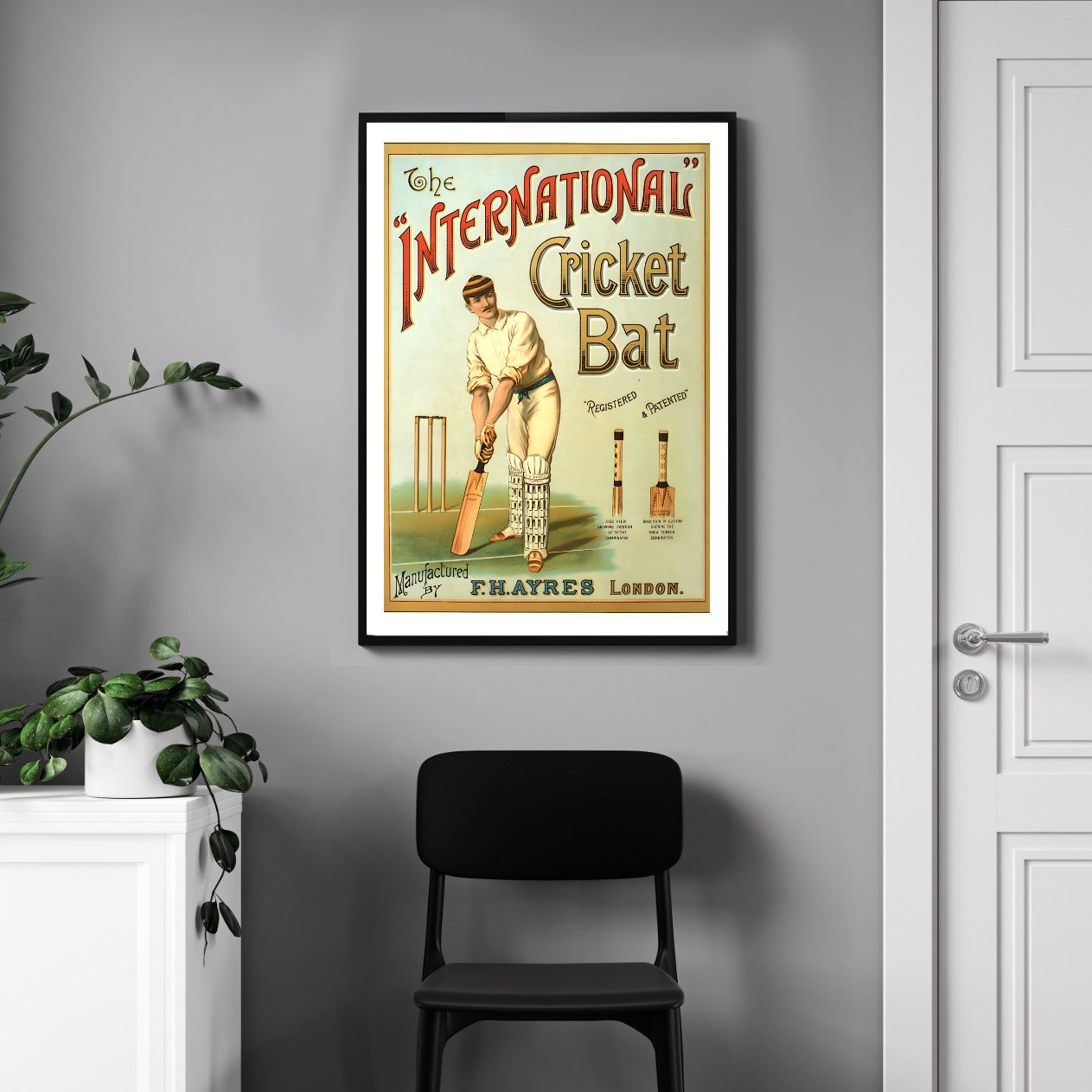 Affiche vintage Cricket bat by F.H. AYRES - Poster vintage publicité