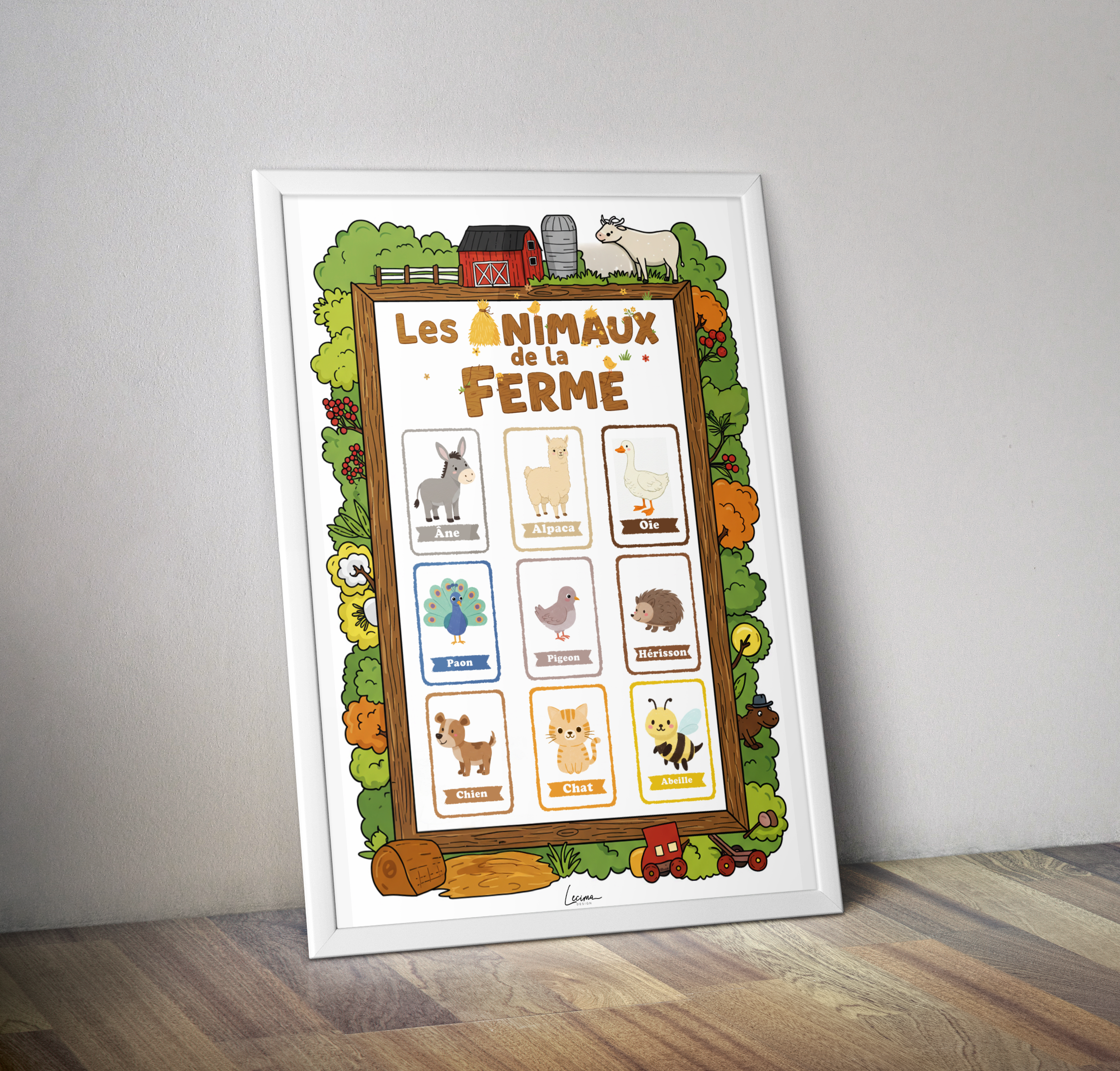 Affiche pédagogique Animaux de la ferme - Poster enfant
