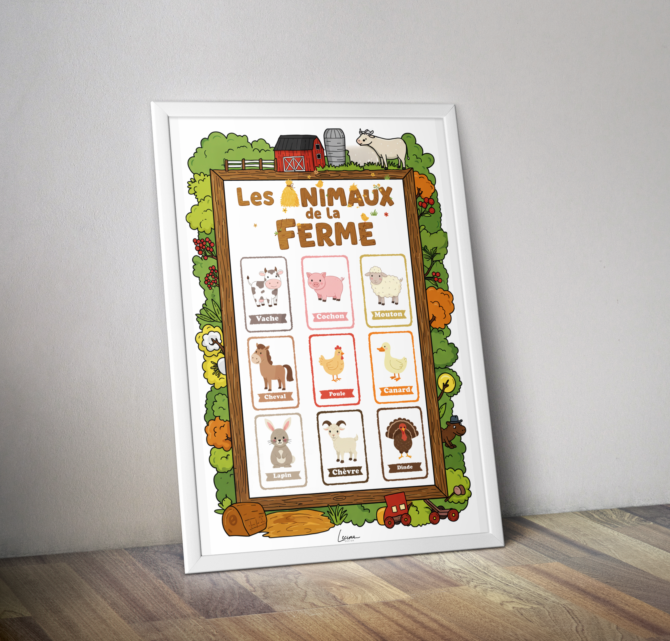 Affiche pédagogique Animaux basse cours - Décoration chambre