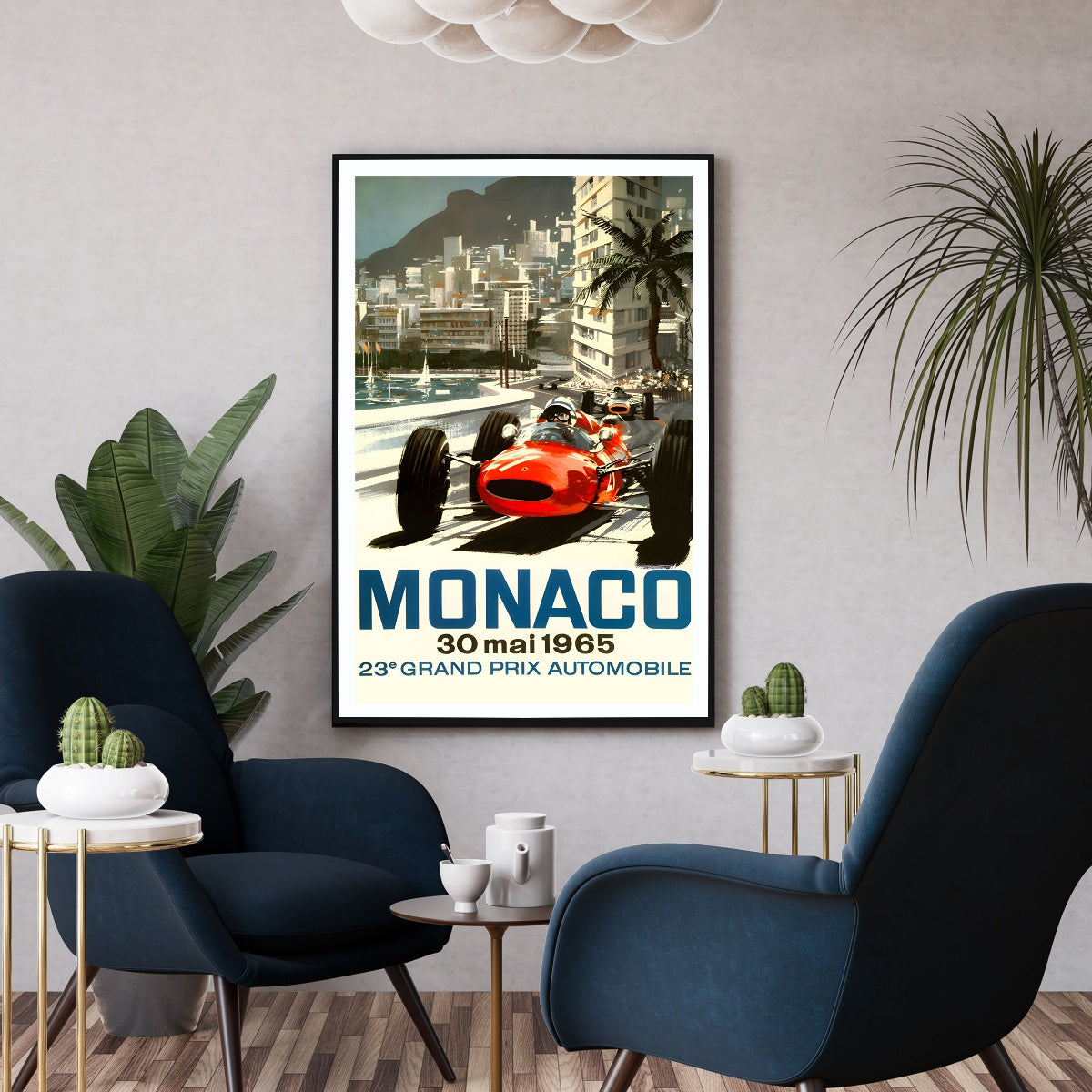 Affiche grand prix Monaco 1965 - Poster vintage course auto
