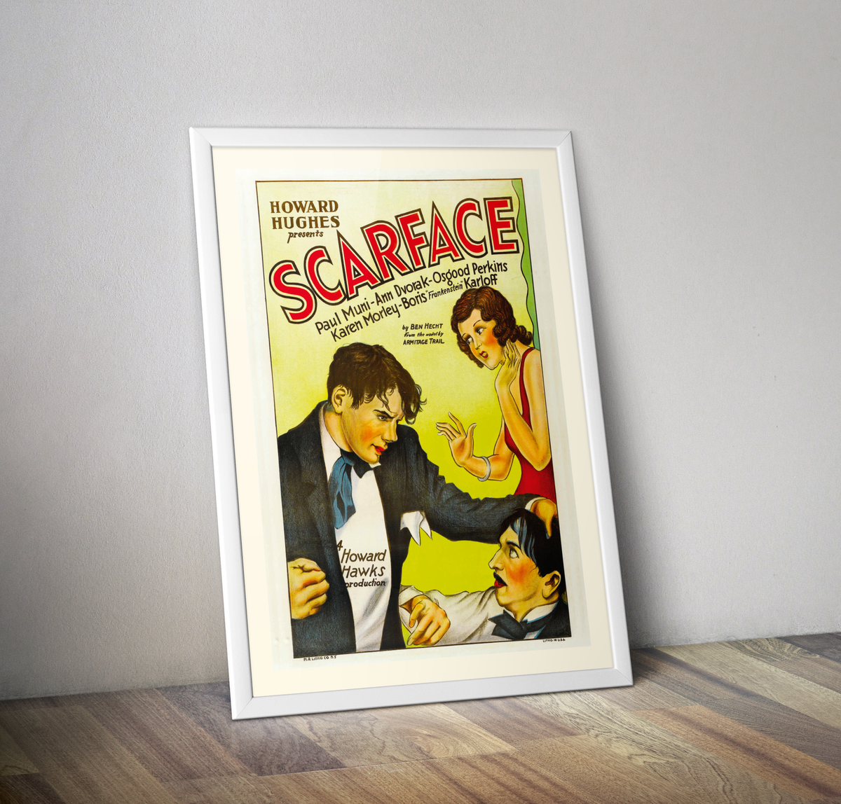 Affiche film Scarface 1932 Howard Hugues - Poster vintage