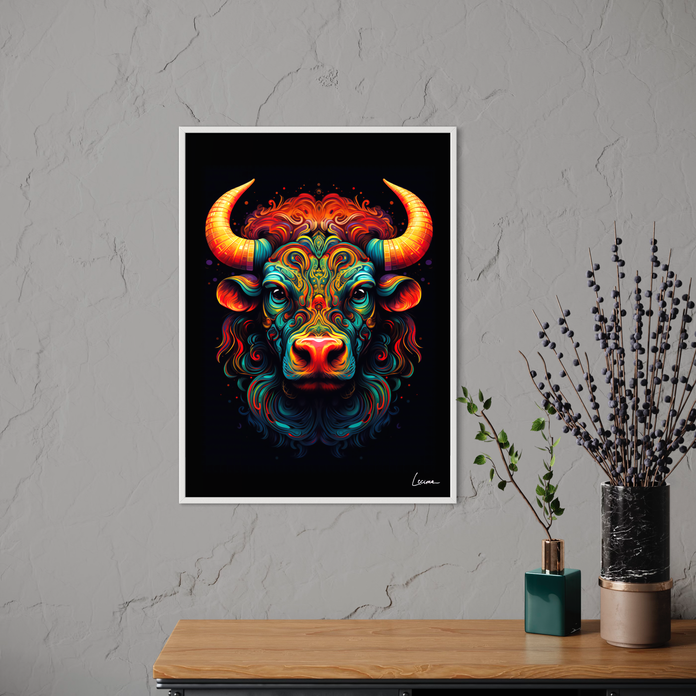 Affiche taureau décoration maison - Poster animaux enfant