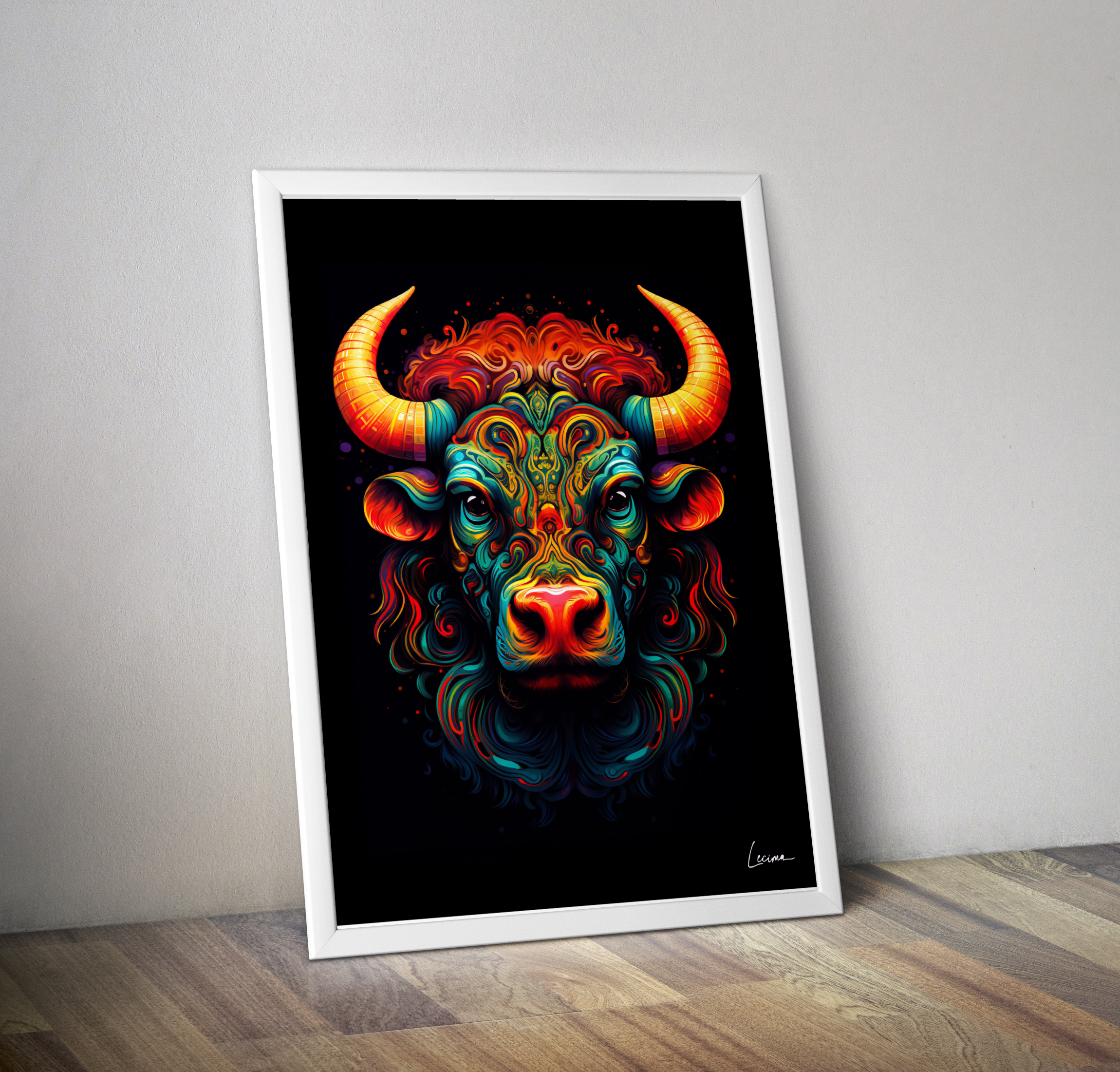 Affiche taureau décoration maison - Poster animaux enfant