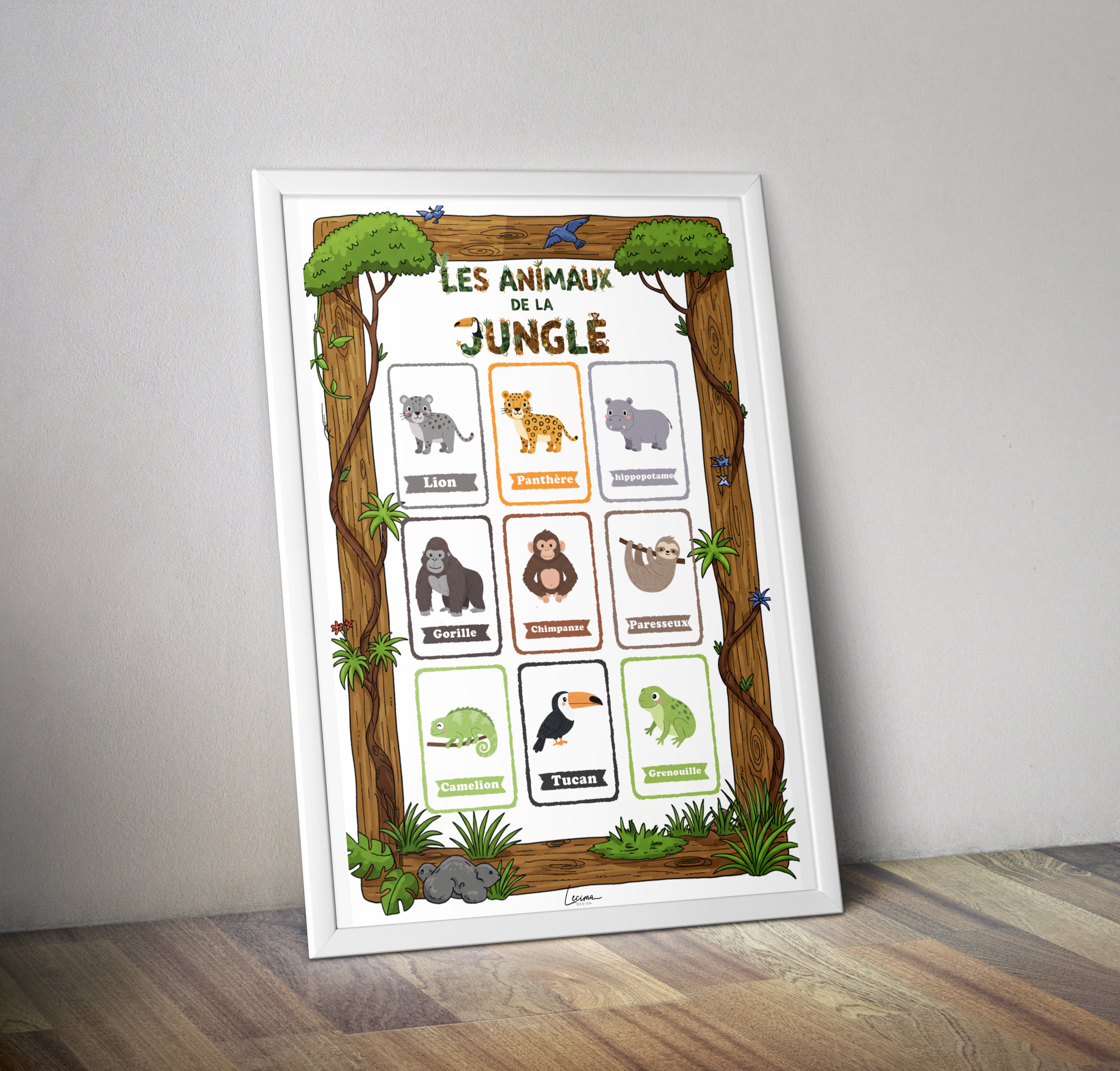 Affiche pédagogique les Animaux de la jungle