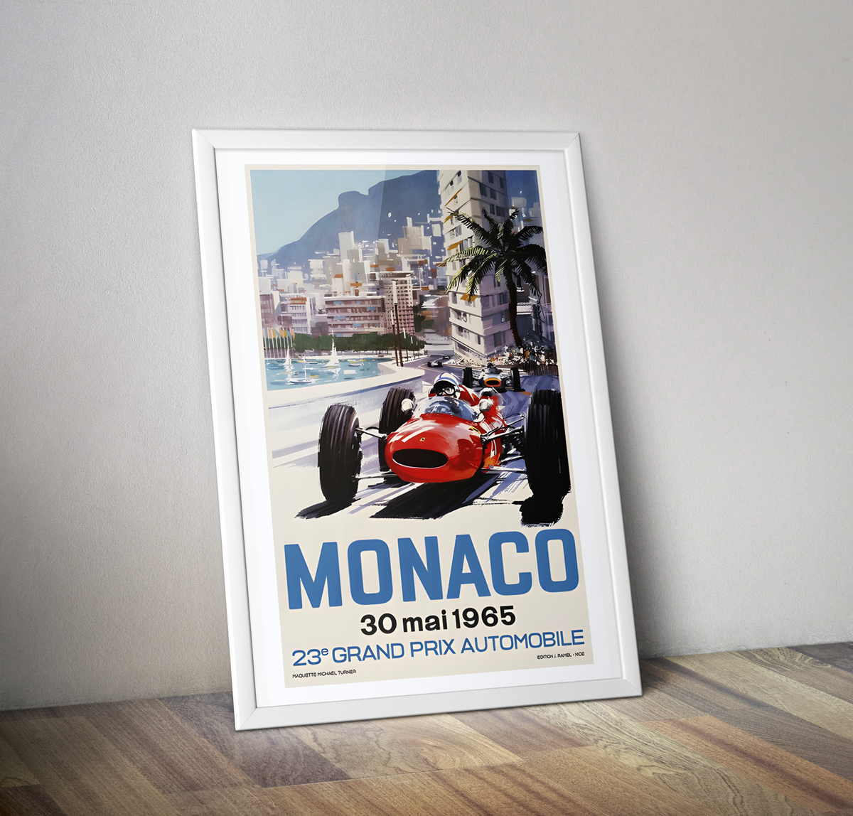 Affiche vintage Monaco 1965 - Poster grand prix Monaco 1965