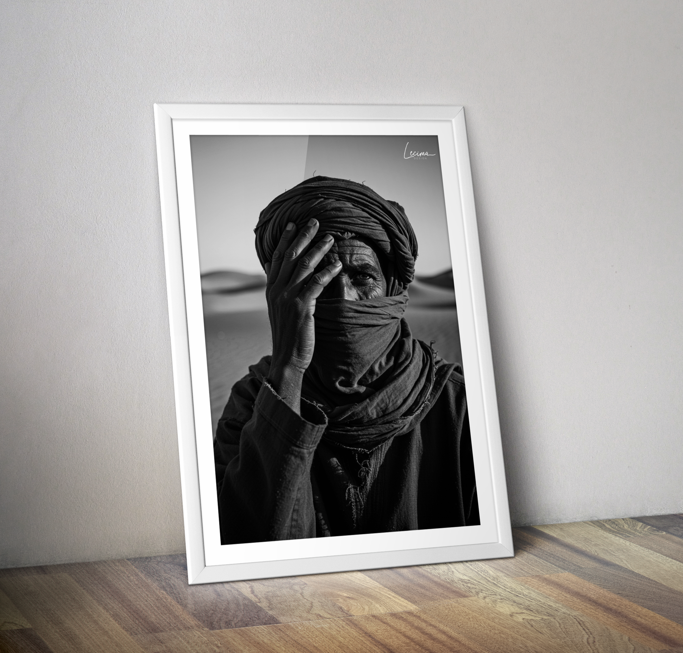 Affiche homme bédouin décoration orient noir et blanc