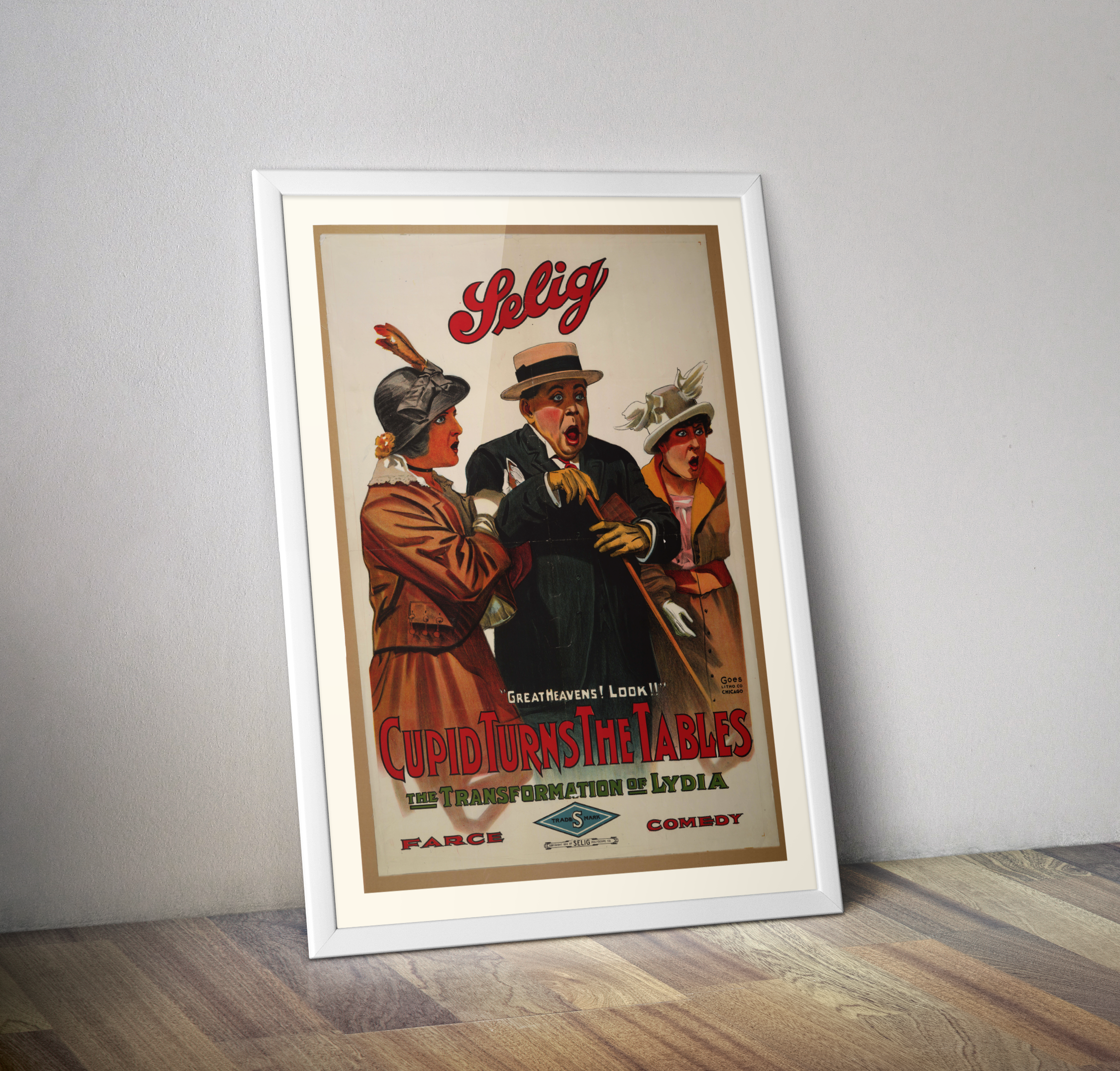 Affiche film Cupidon renverse la situation - Cinéma de 1914 Goes Litho