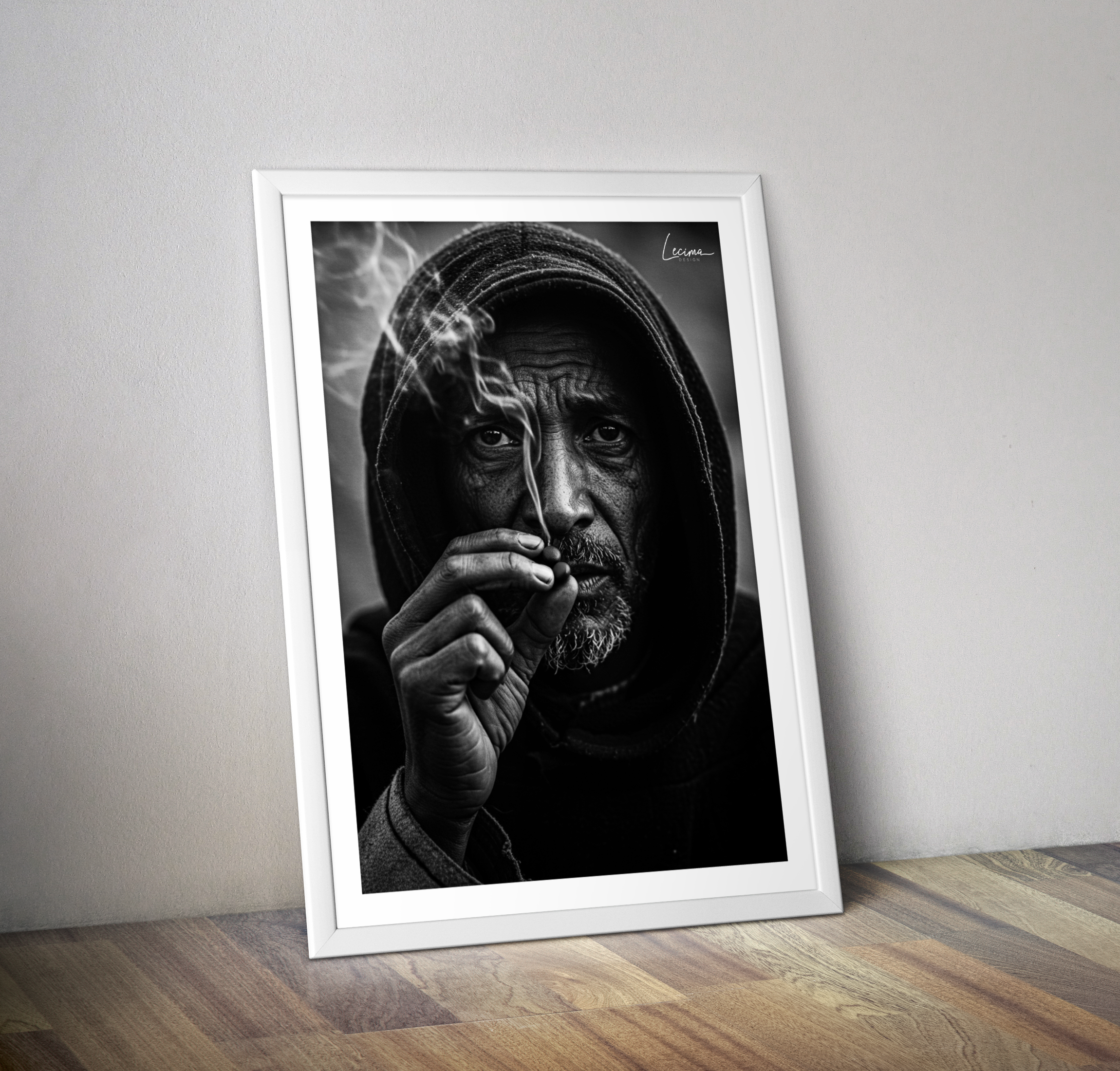 Affiche fumeur arabe décoration noir et blanc orient