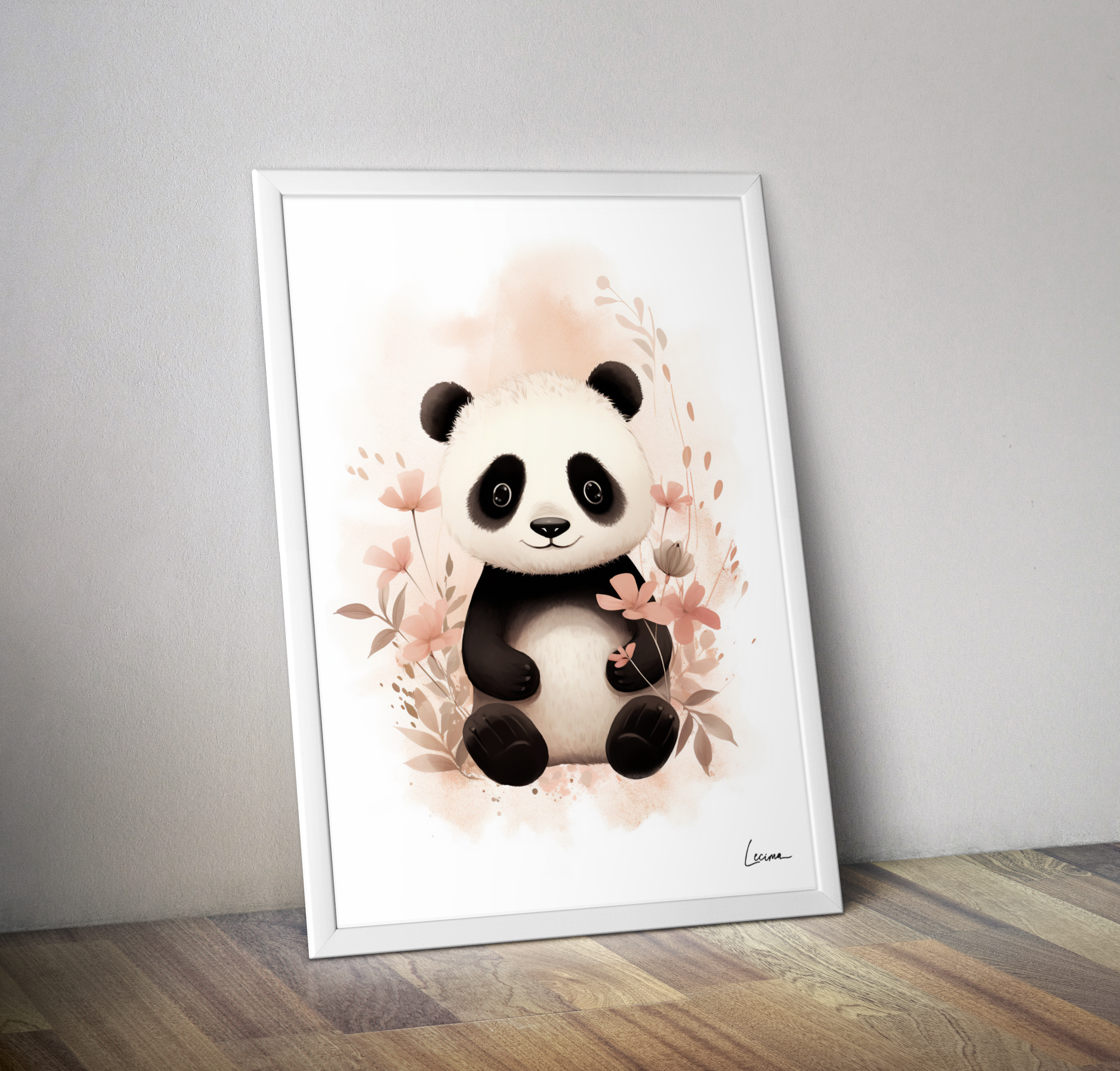 Affiche panda décoration chambre bébé - Poster déco enfant