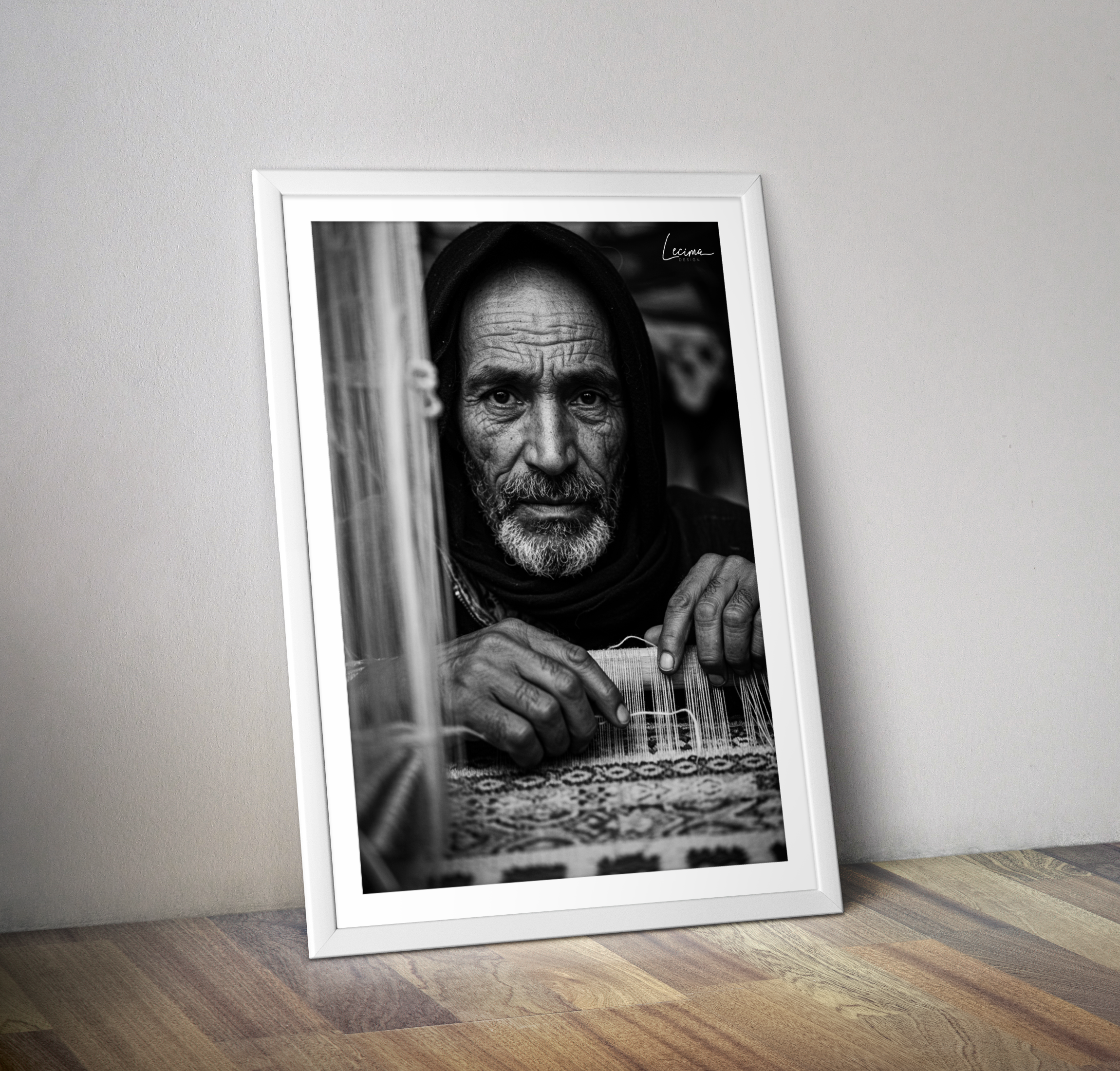 Affiche homme arabe tisseur noir et blanc - Poster orient