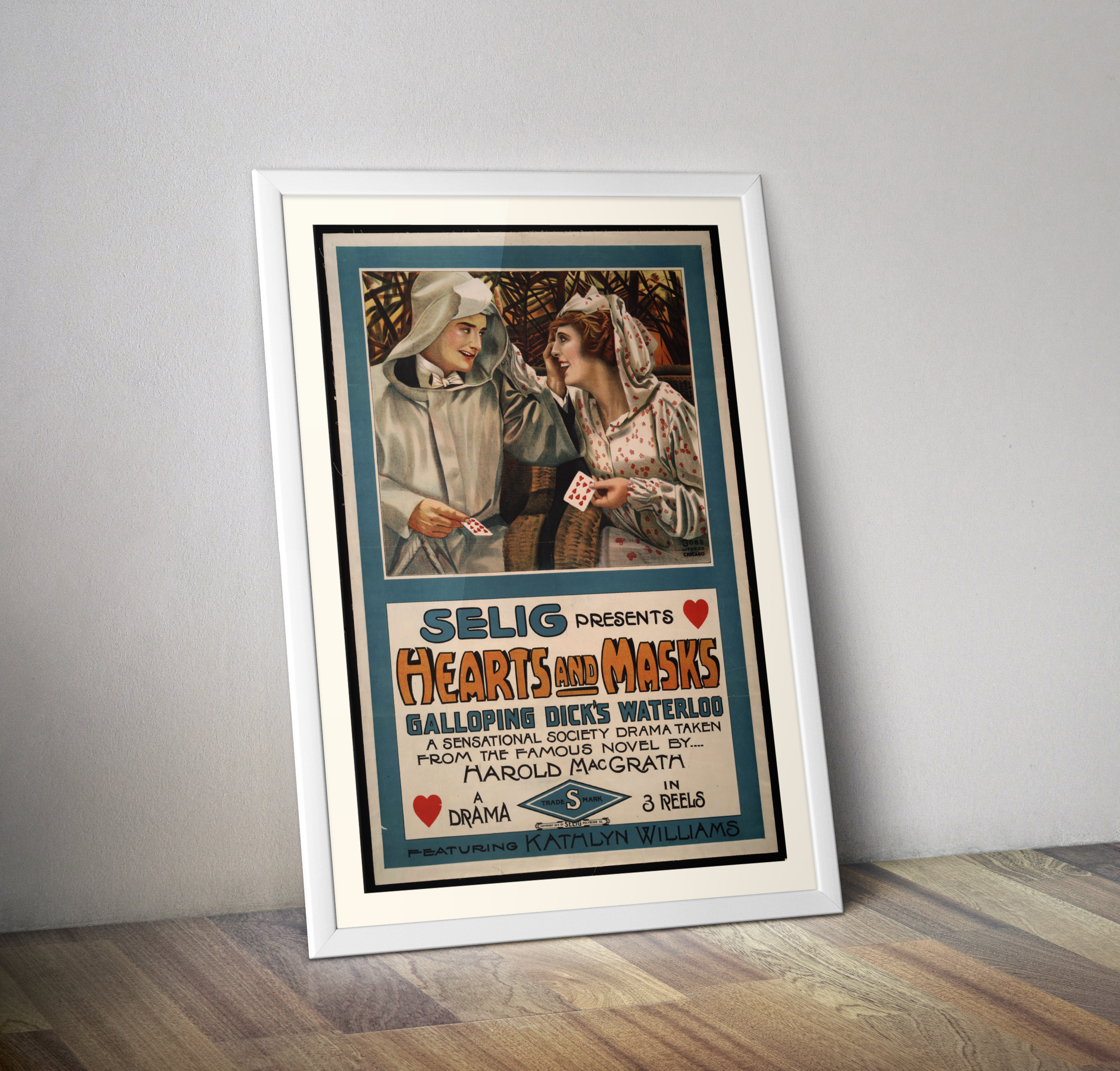 Affiche reproduction film Hearts and Masks de 1914