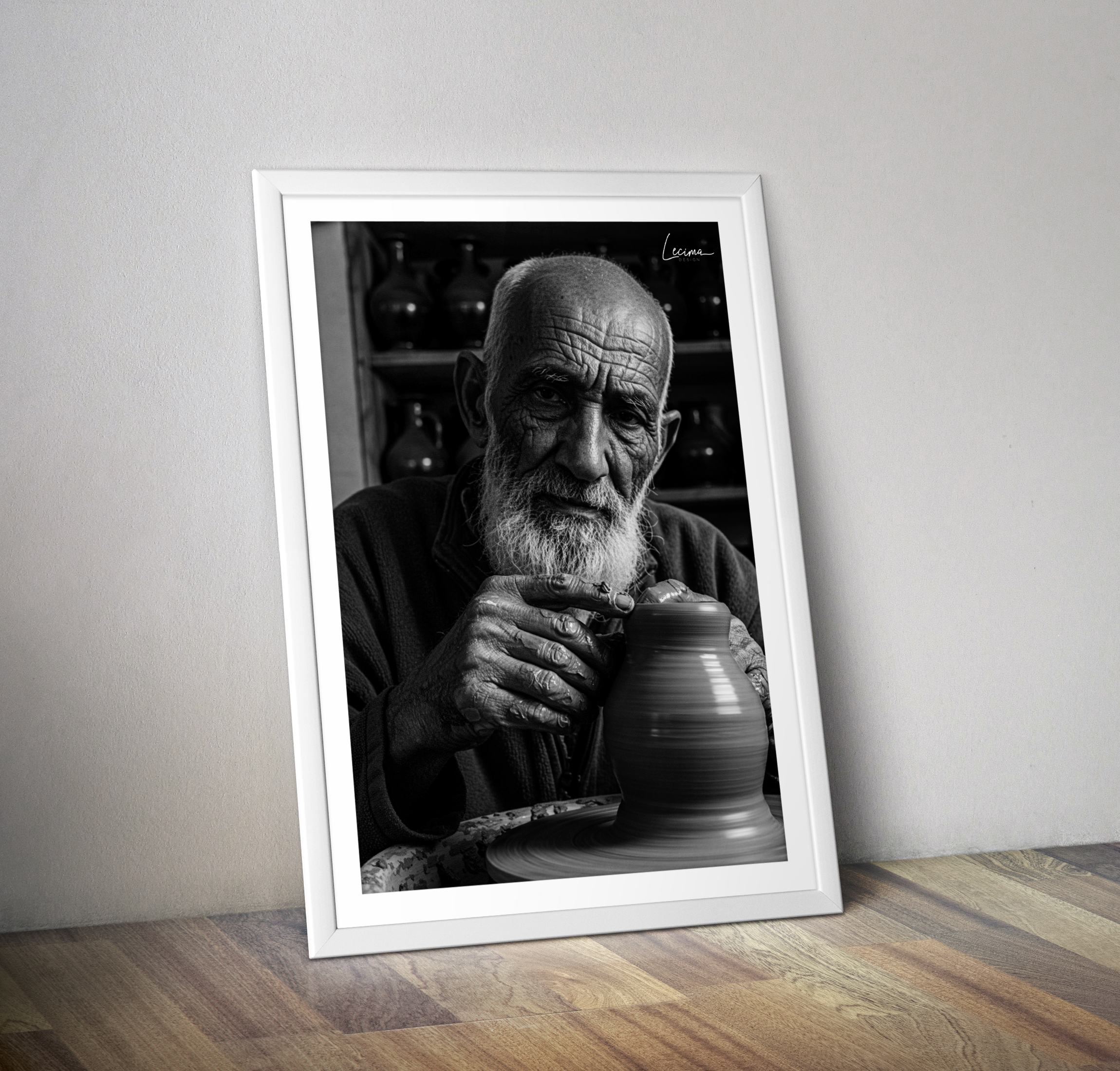 Affiche potier arabe photo noir et blanc - Poster orient